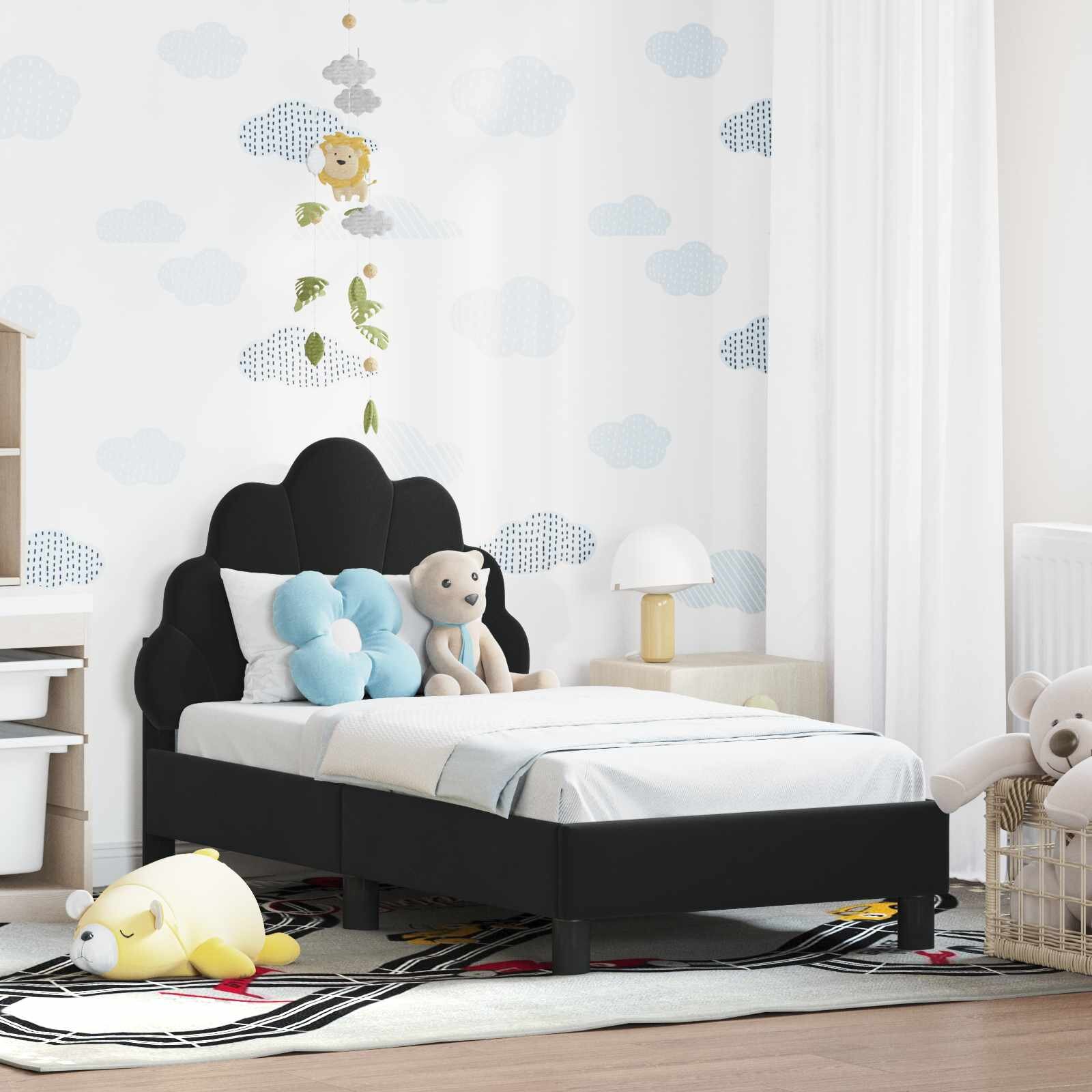 vidaXL Легло за малко с главна дъска Черно 70 x 140 cm Кадифе