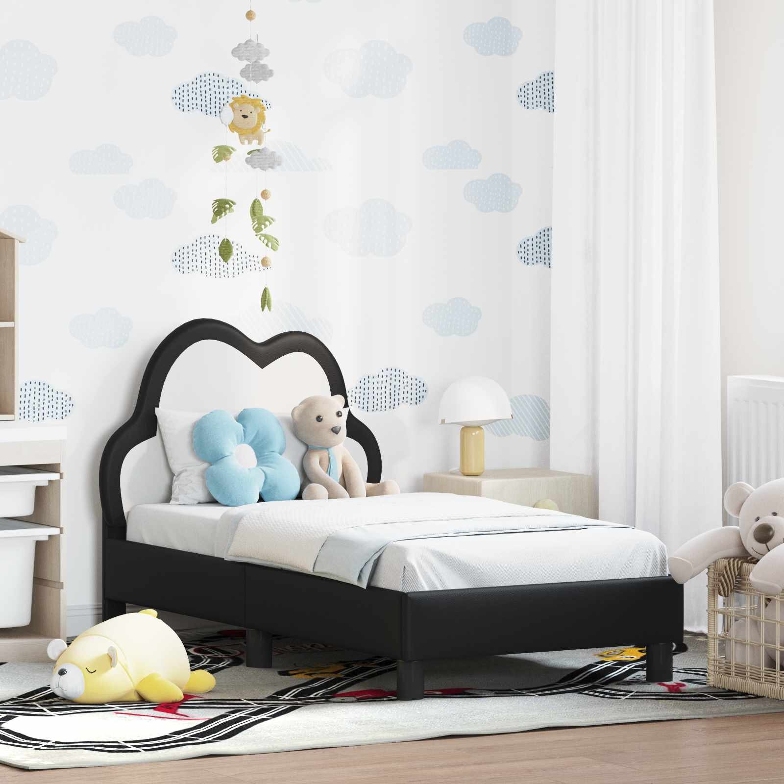 vidaXL Легло за малко с главна дъска Черно 70 x 140 cm PU