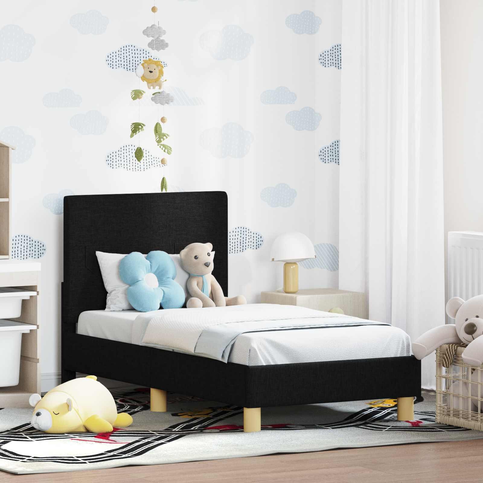 vidaXL Легло за малко с главна дъска Черно 70 x 140 cm текстил