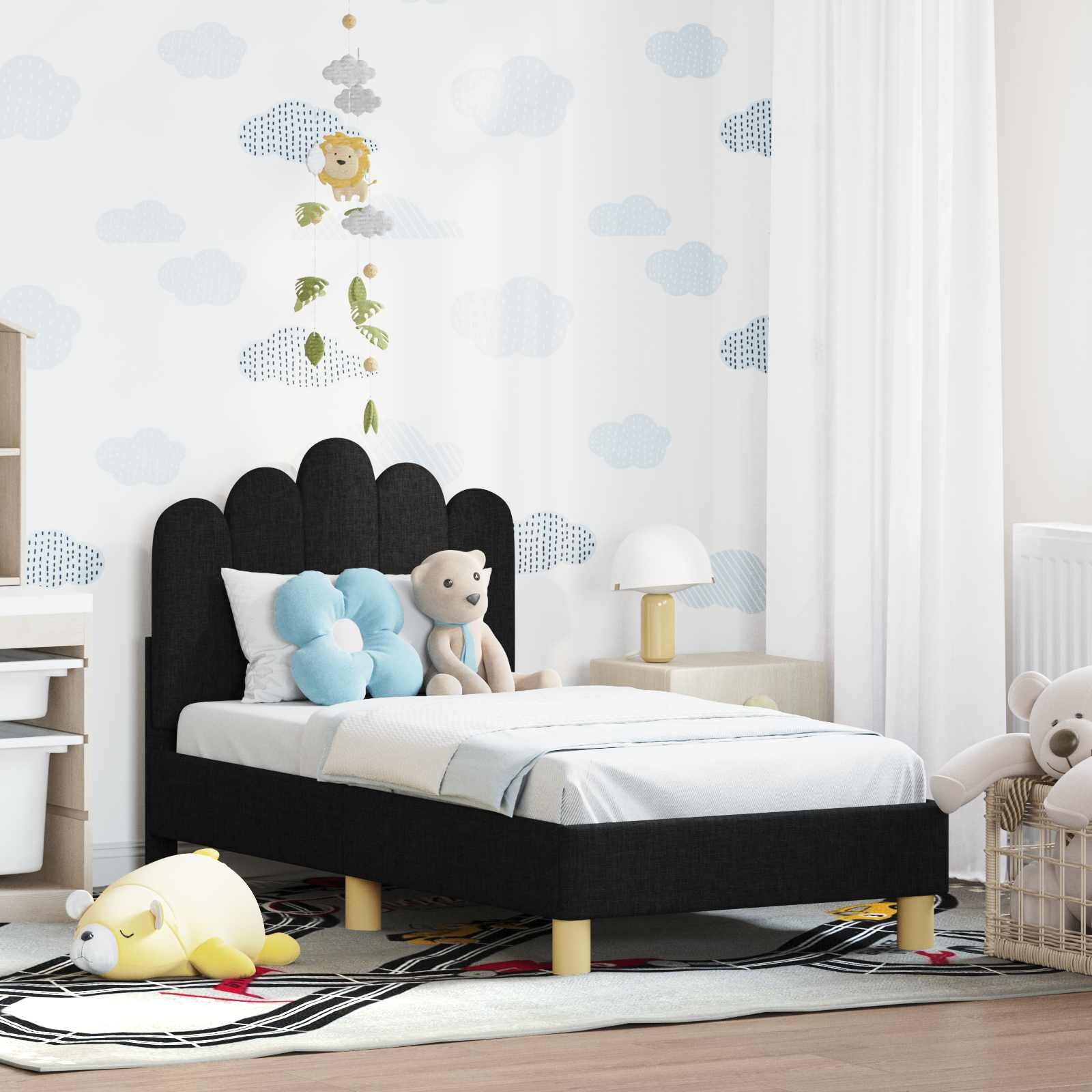 vidaXL Легло за малко с главна дъска Черно 70 x 140 cm Текстил