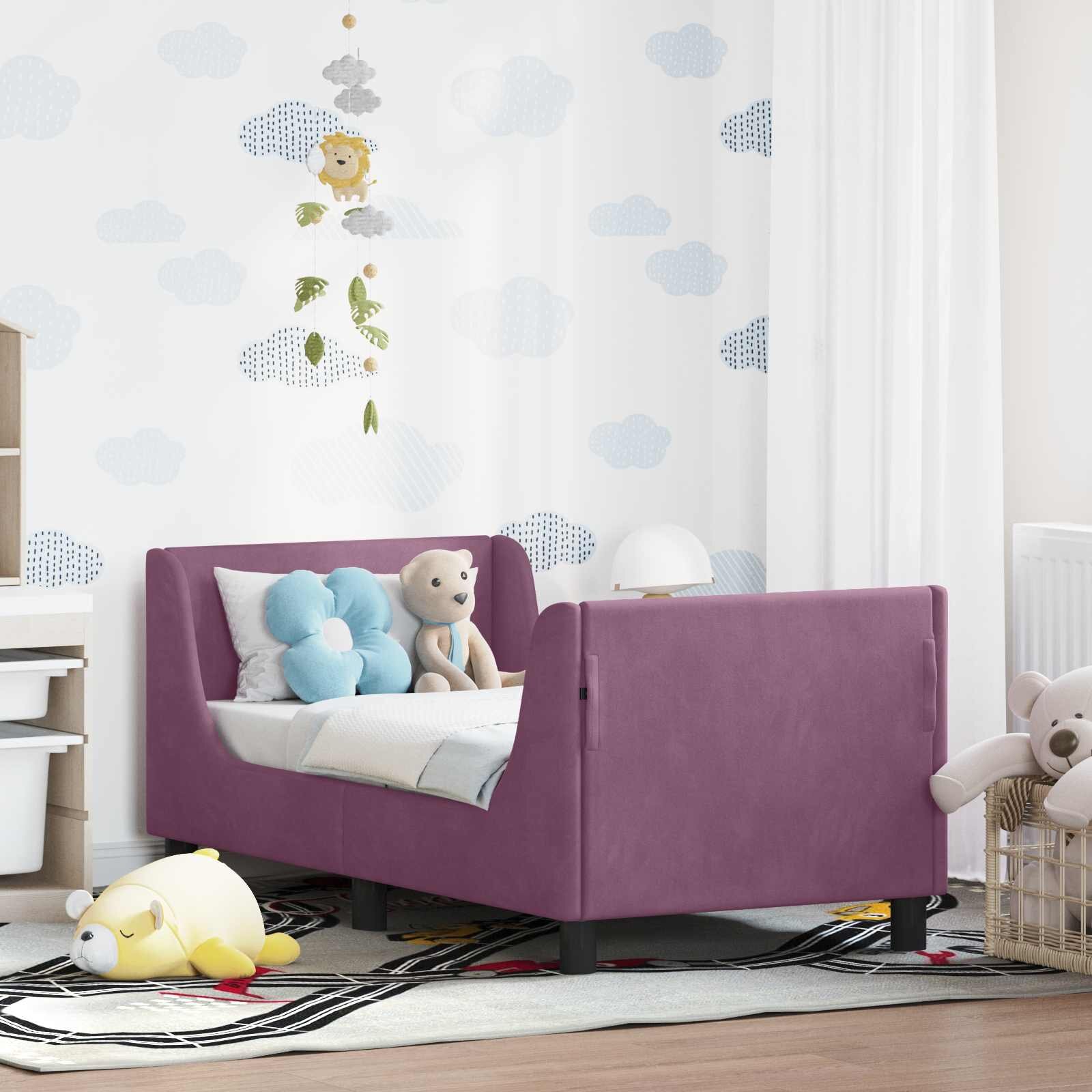 vidaXL Легло за малко с главна дъска Лилаво 70 x 140 cm Кадифе