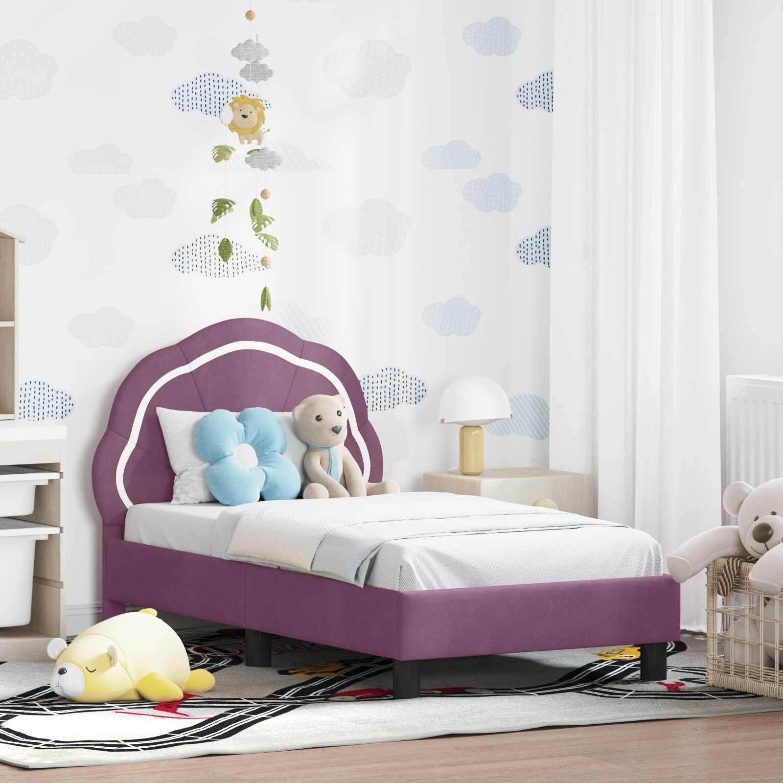 vidaXL Легло за малко с главна дъска Лилаво 70 x 140 cm Кадифе