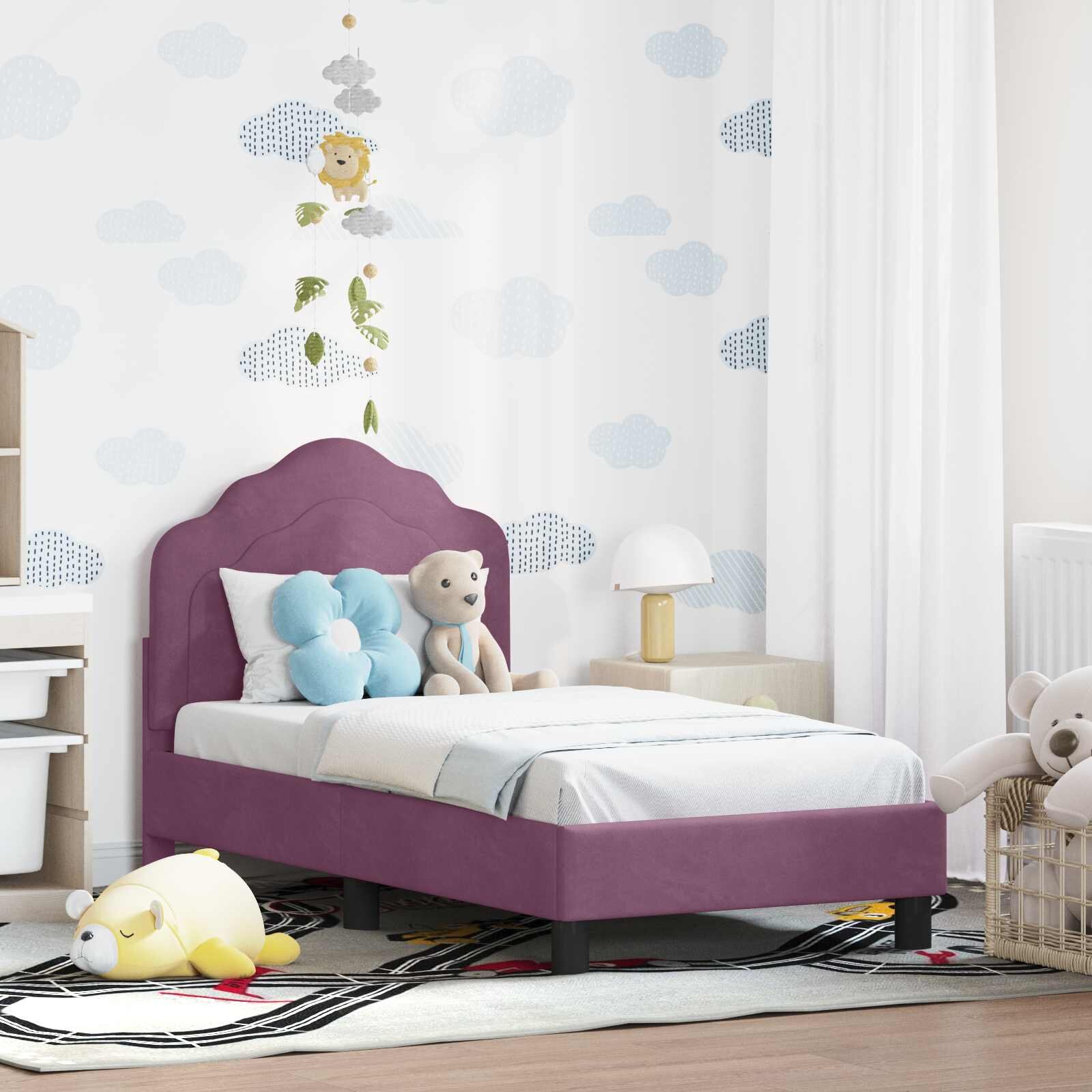 vidaXL Легло за малко с главна дъска Лилаво 70 x 140 cm Кадифе