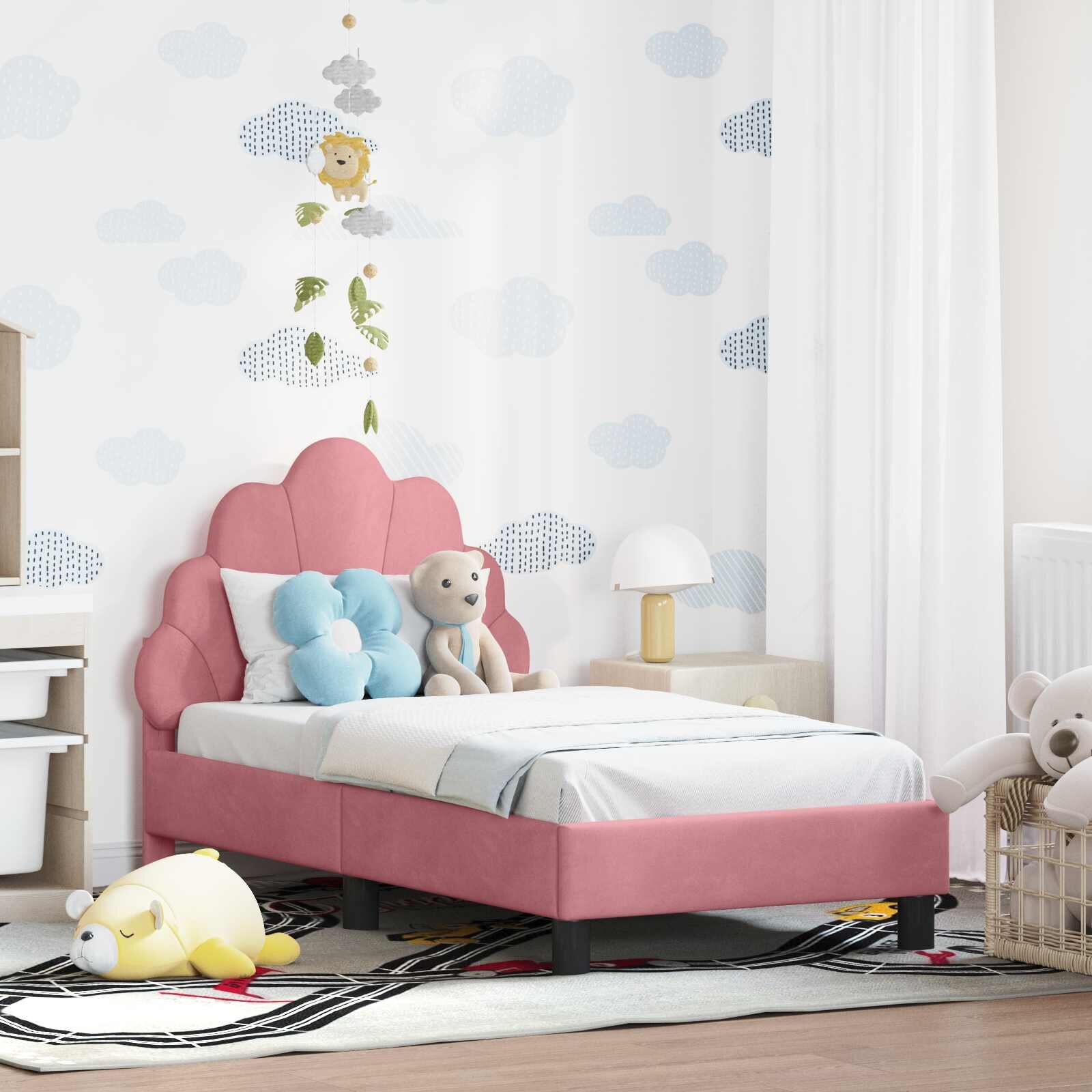 vidaXL Легло за малко с главна дъска Розово 70 x 140 cm Кадифе