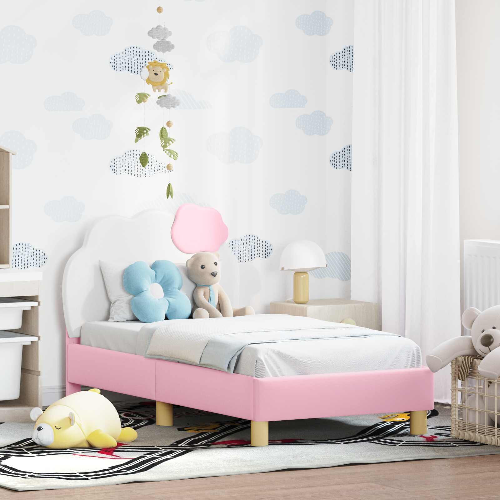 vidaXL Легло за малко с главна дъска Розово 70 x 140 cm PU