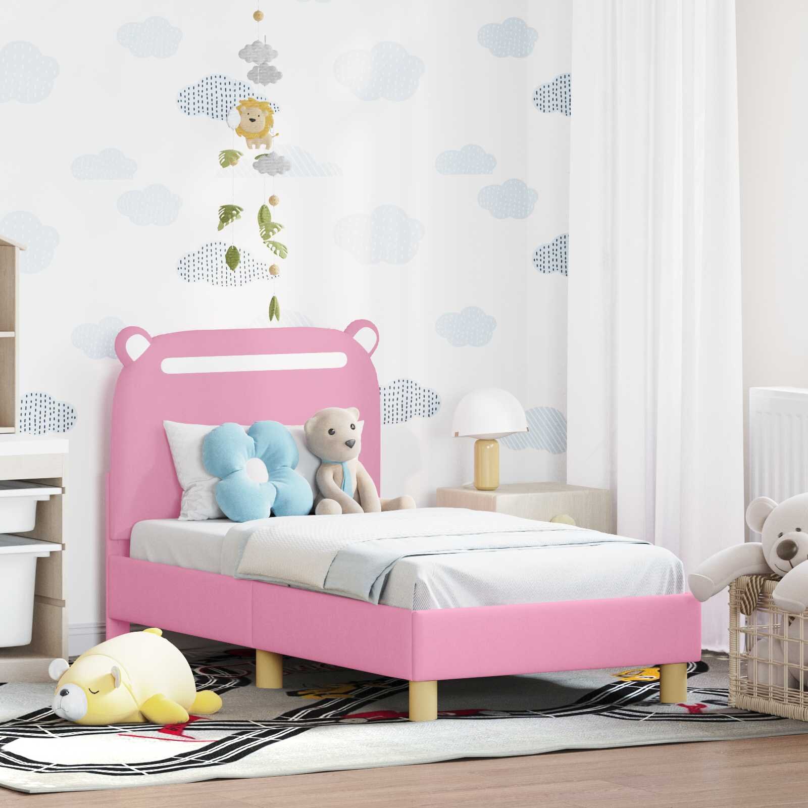 vidaXL Легло за малко с главна дъска Розово 70 x 140 cm Текстил