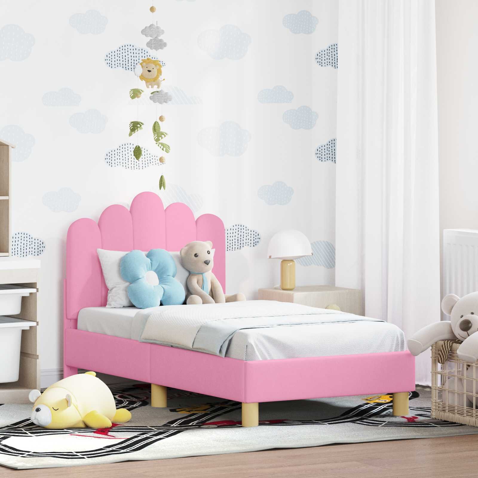 vidaXL Легло за малко с главна дъска Розово 70 x 140 cm Текстил
