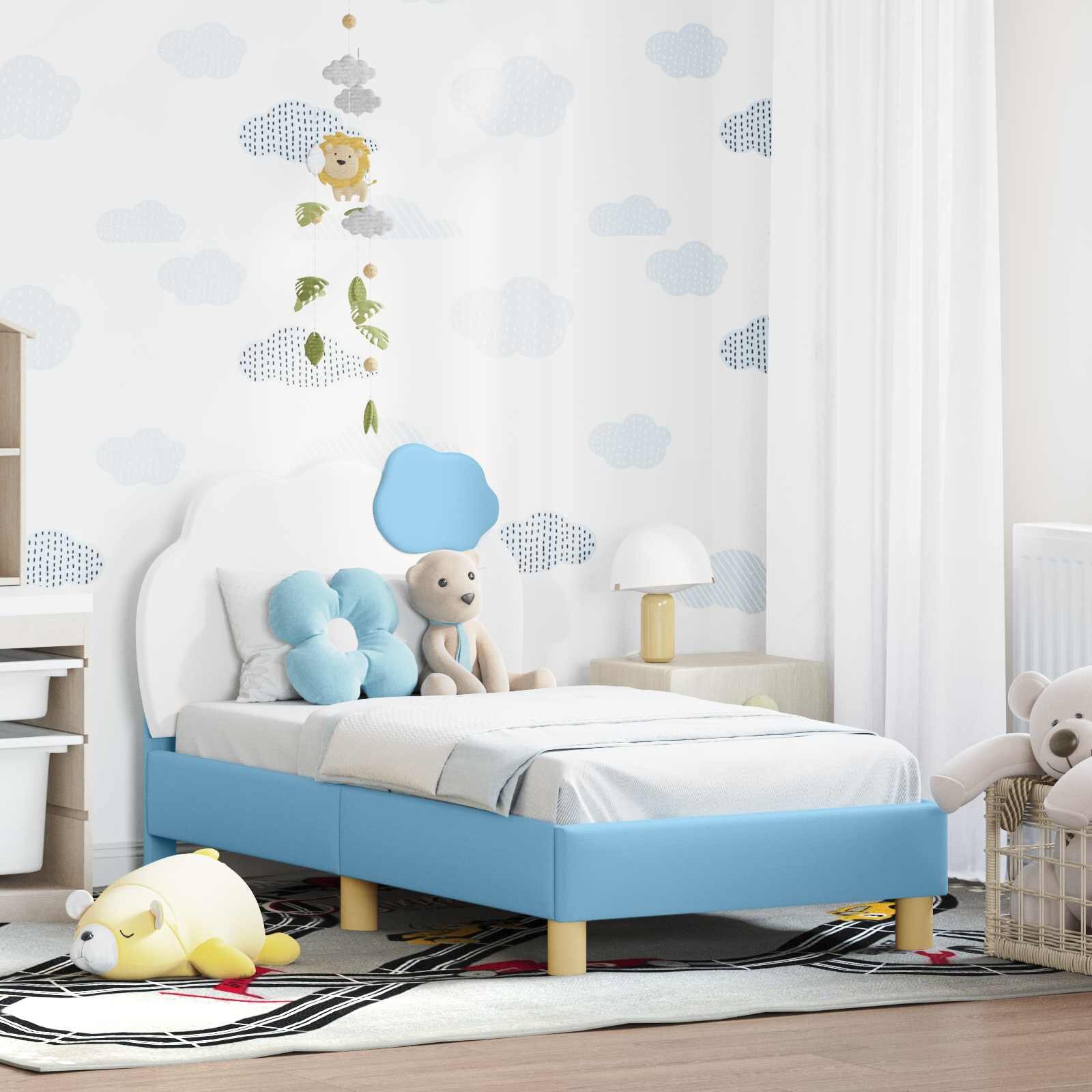 vidaXL Легло за малко с главна дъска Синьо 70 x 140 cm PU