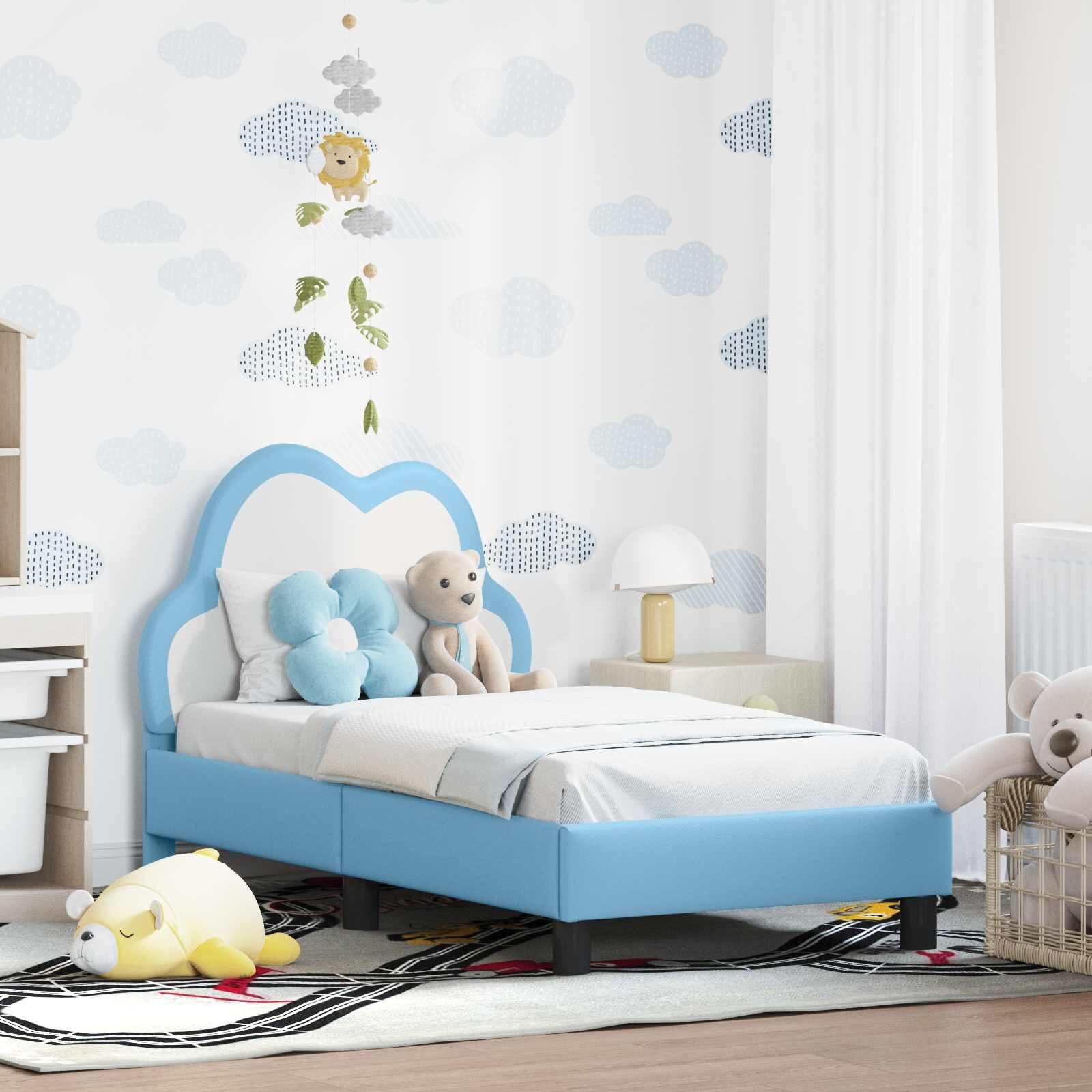 vidaXL Легло за малко с главна дъска Синьо 70 x 140 cm PU