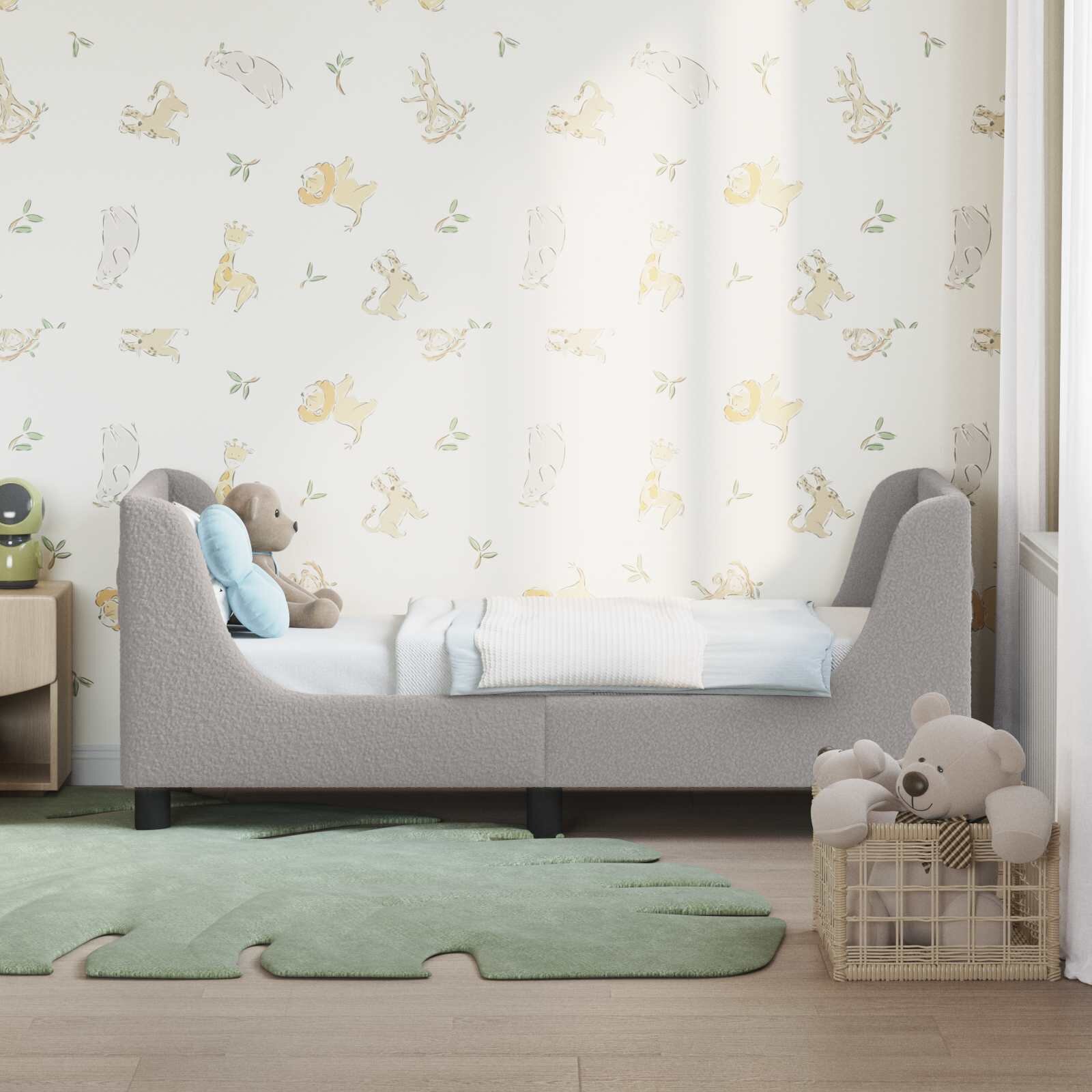 vidaXL Легло за малко с главна дъска Светлосиво 70 x 140 cm Букле