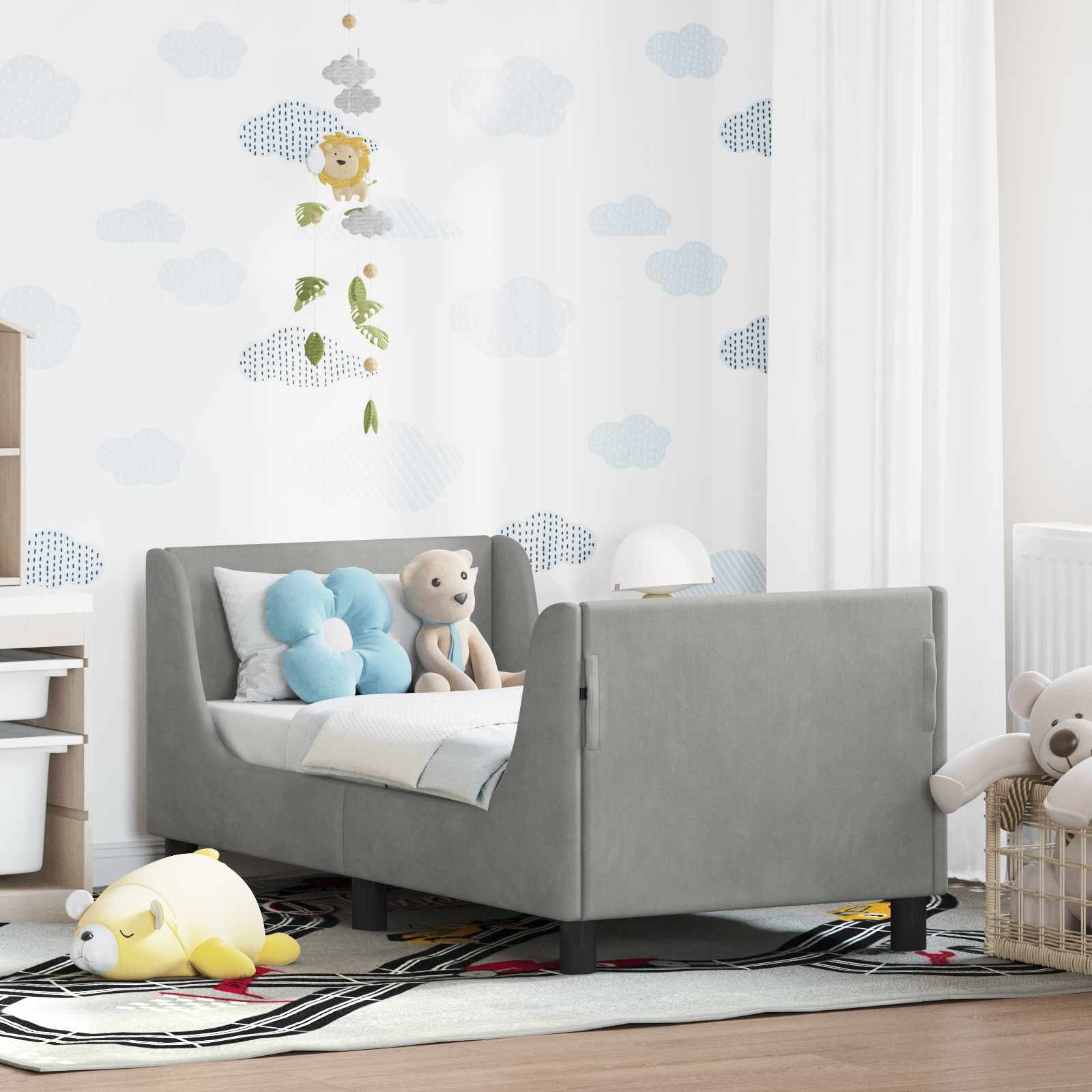 vidaXL Легло за малко с главна дъска Светлосиво 70 x 140 cm Кадифе