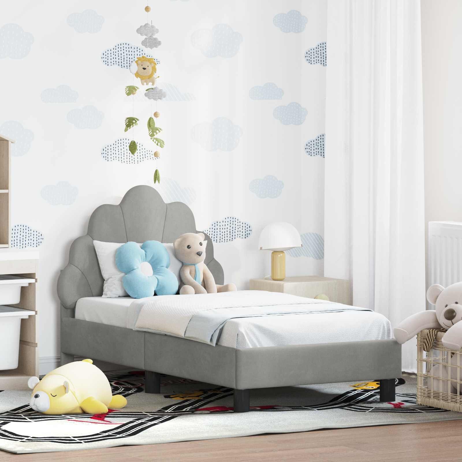 vidaXL Легло за малко с главна дъска Светлосиво 70 x 140 cm Кадифе