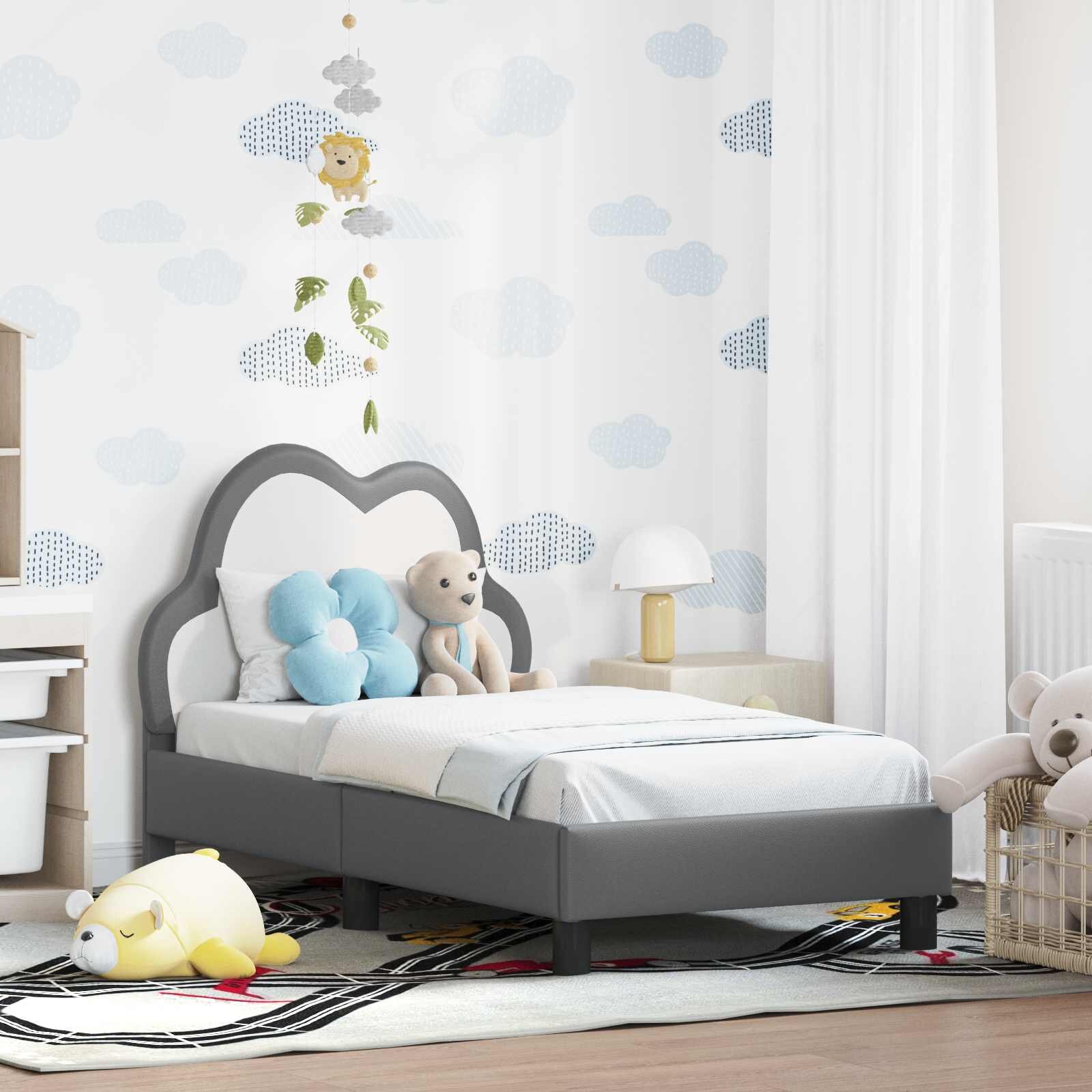 vidaXL Легло за малко с главна дъска Светлосиво 70 x 140 cm PU