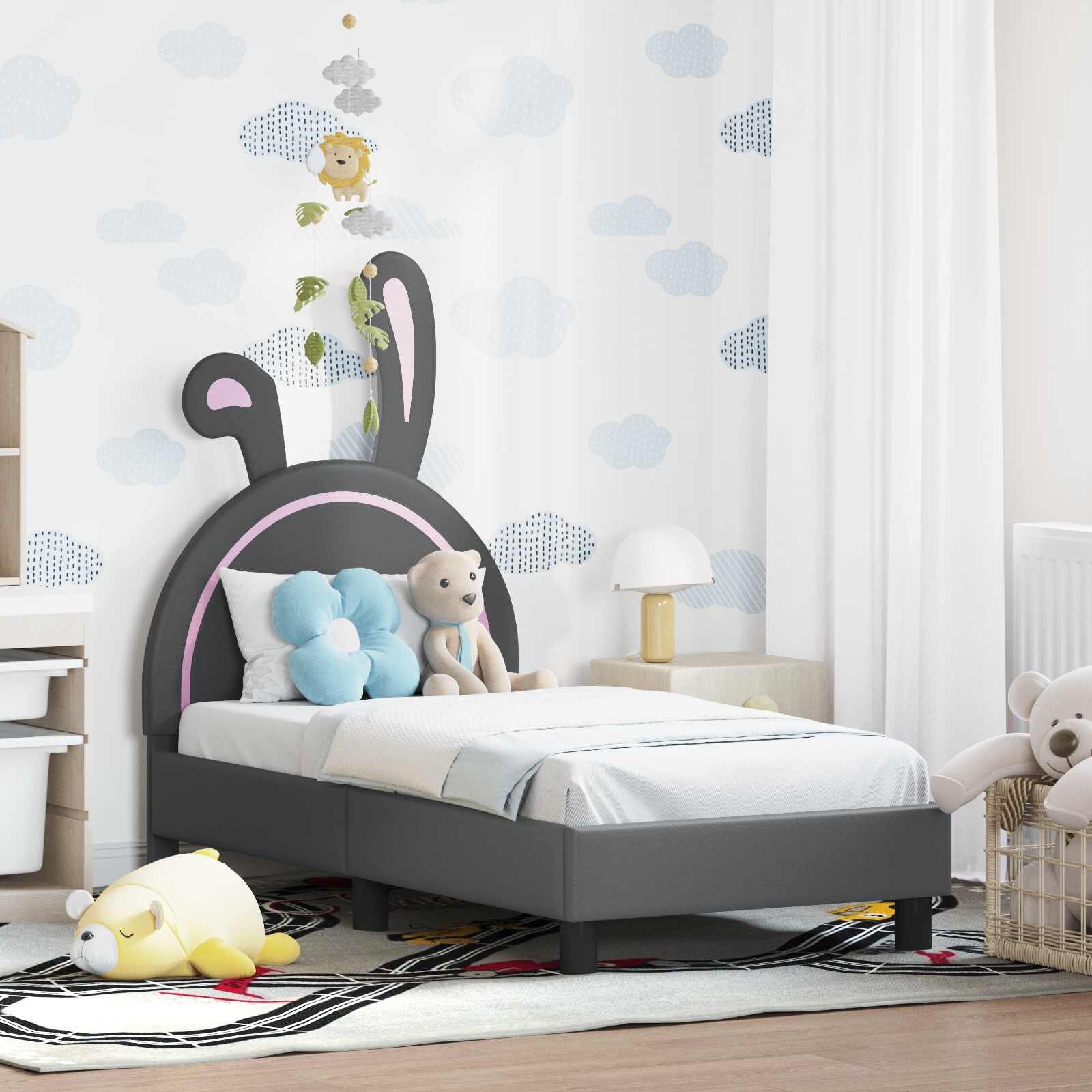 vidaXL Легло за малко с главна дъска Светлосиво 70 x 140 cm PU