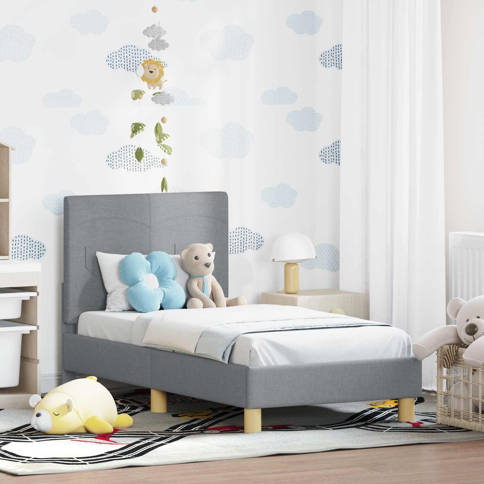vidaXL Легло за малко с главна дъска Светлосиво 70 x 140 cm текстил