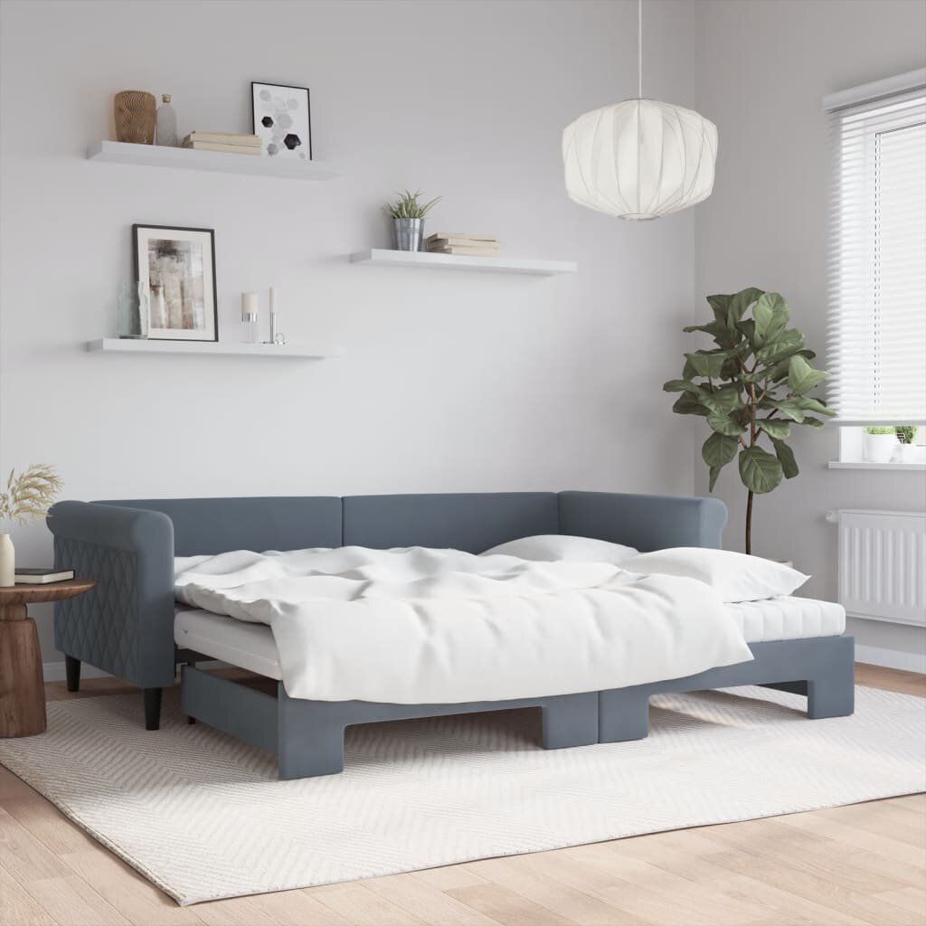 vidaXL Легло за спане с ракла без матрак 90x200 см кадифе