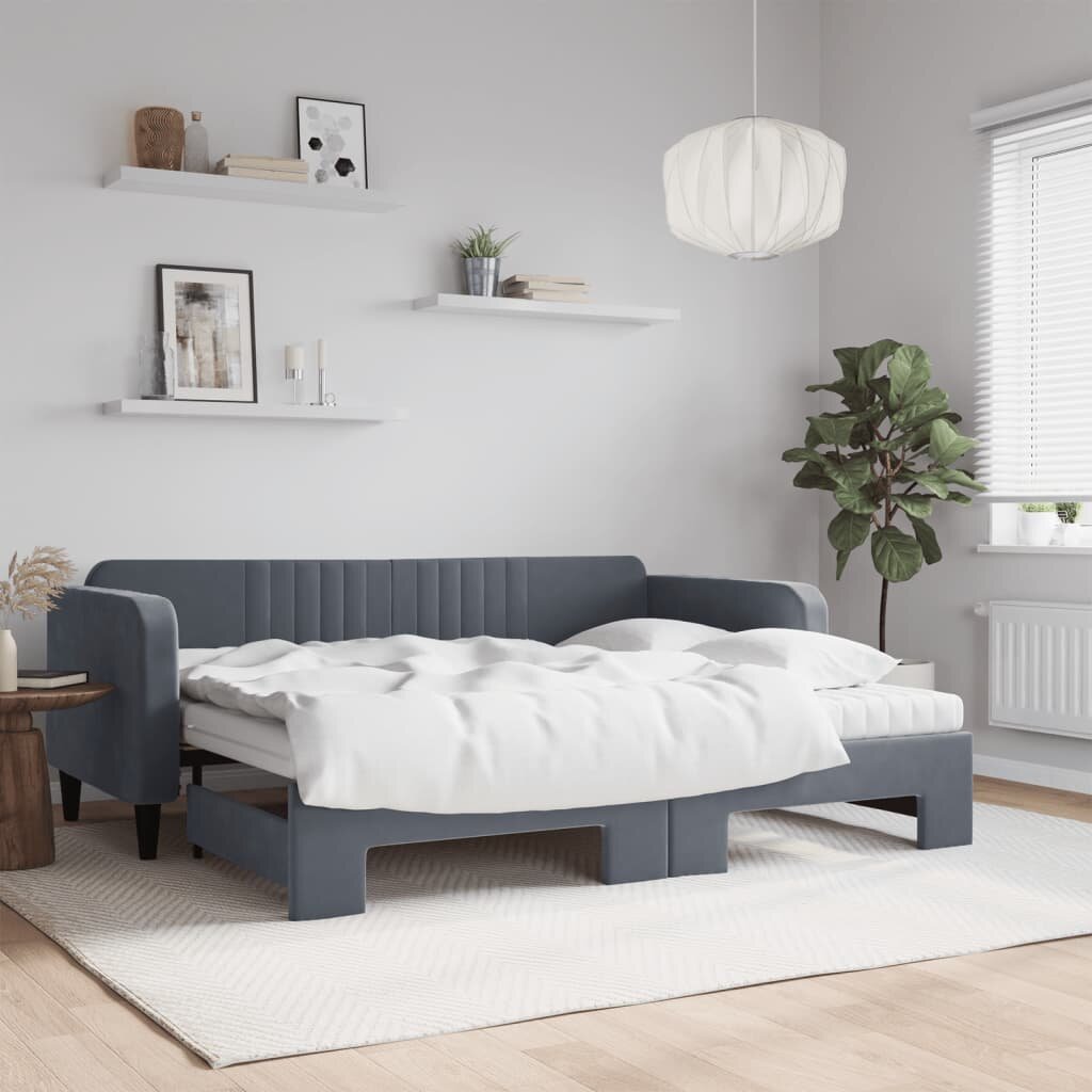 vidaXL Легло за спане с ракла без матрак 90x200 см кадифе