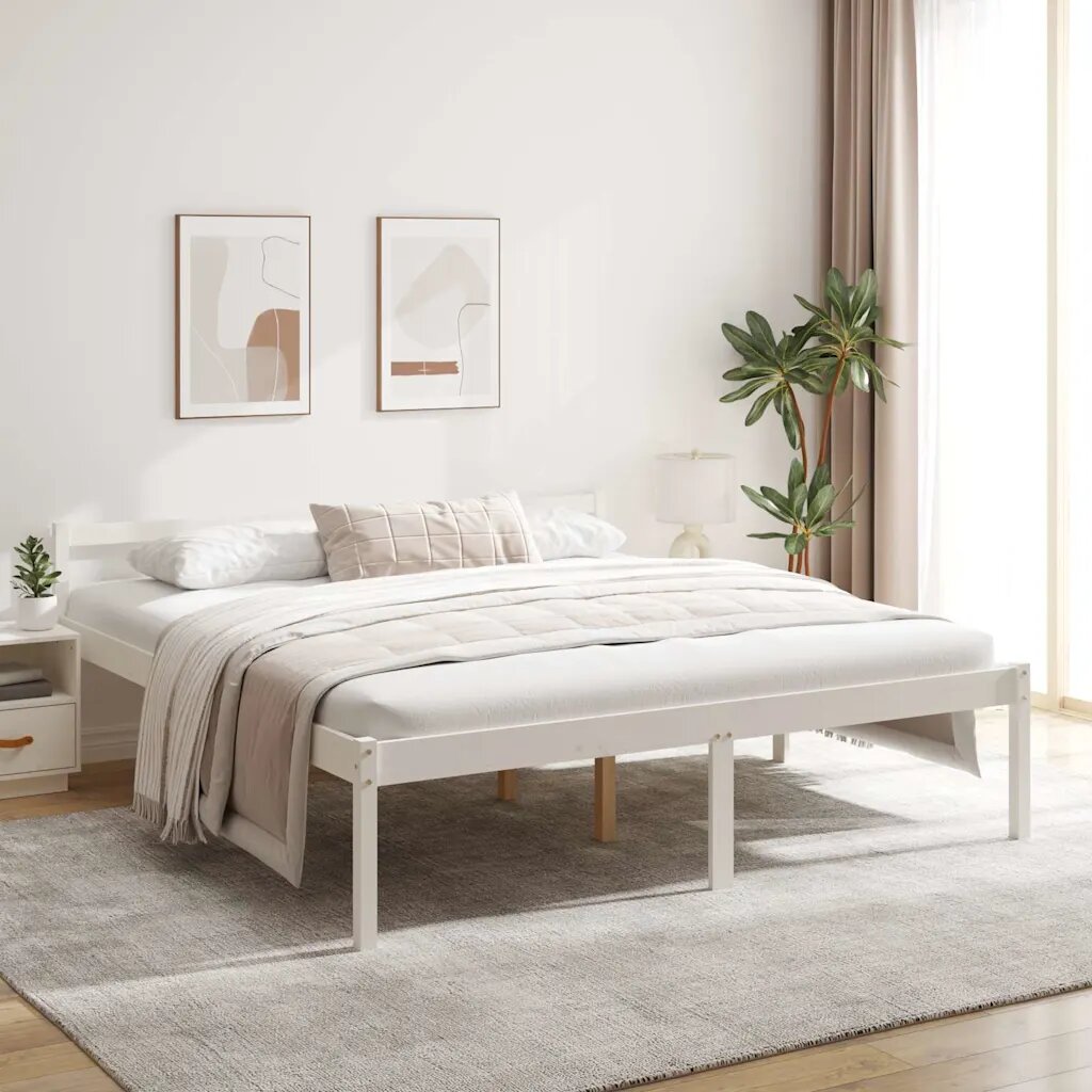 vidaXL Легло за възрастни бяло 180x200 см Super King Size бор масив