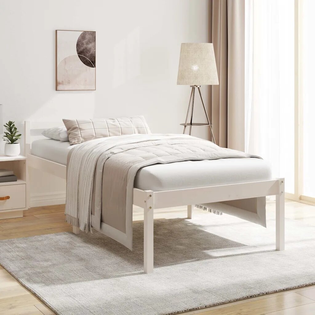 vidaXL Легло за възрастни хора бяло 75x190 см Small Single бор масив
