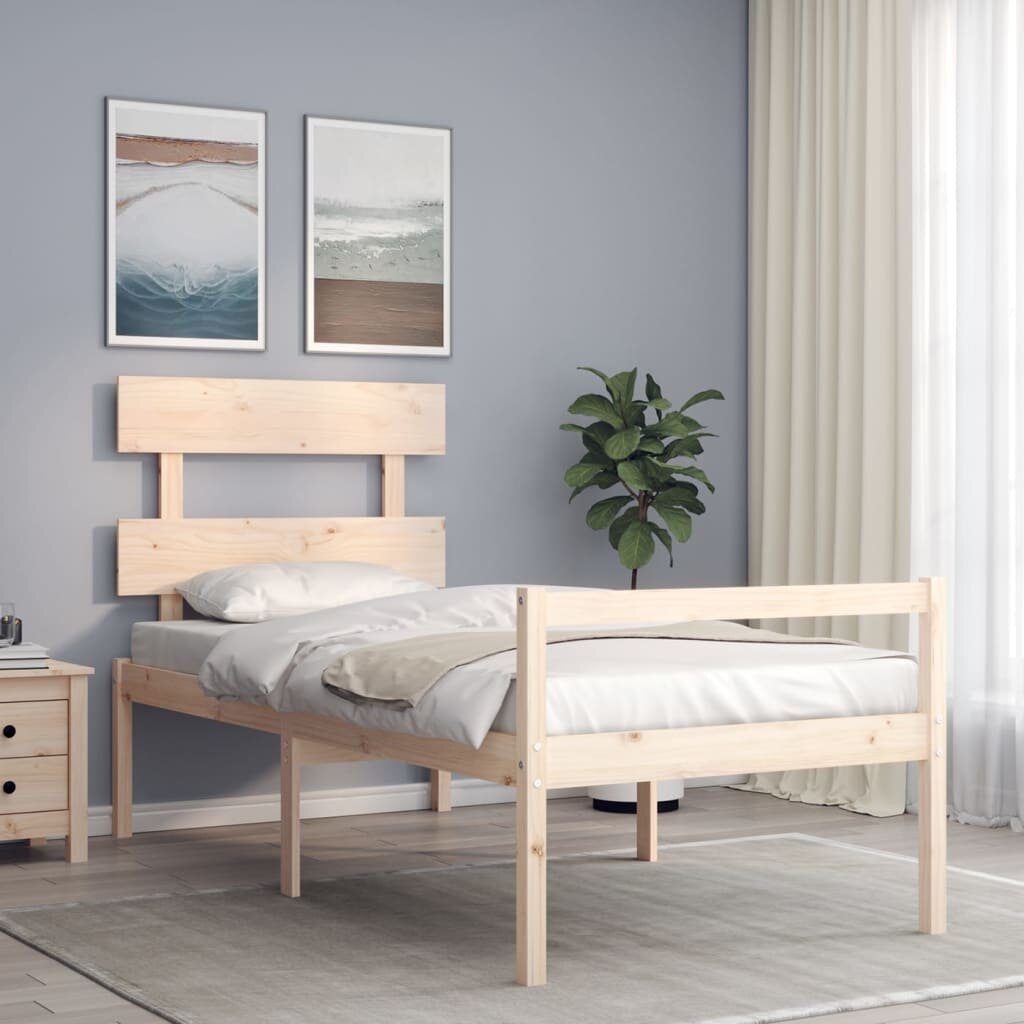 vidaXL Легло за възрастни с табла 90x200 см масивно дърво