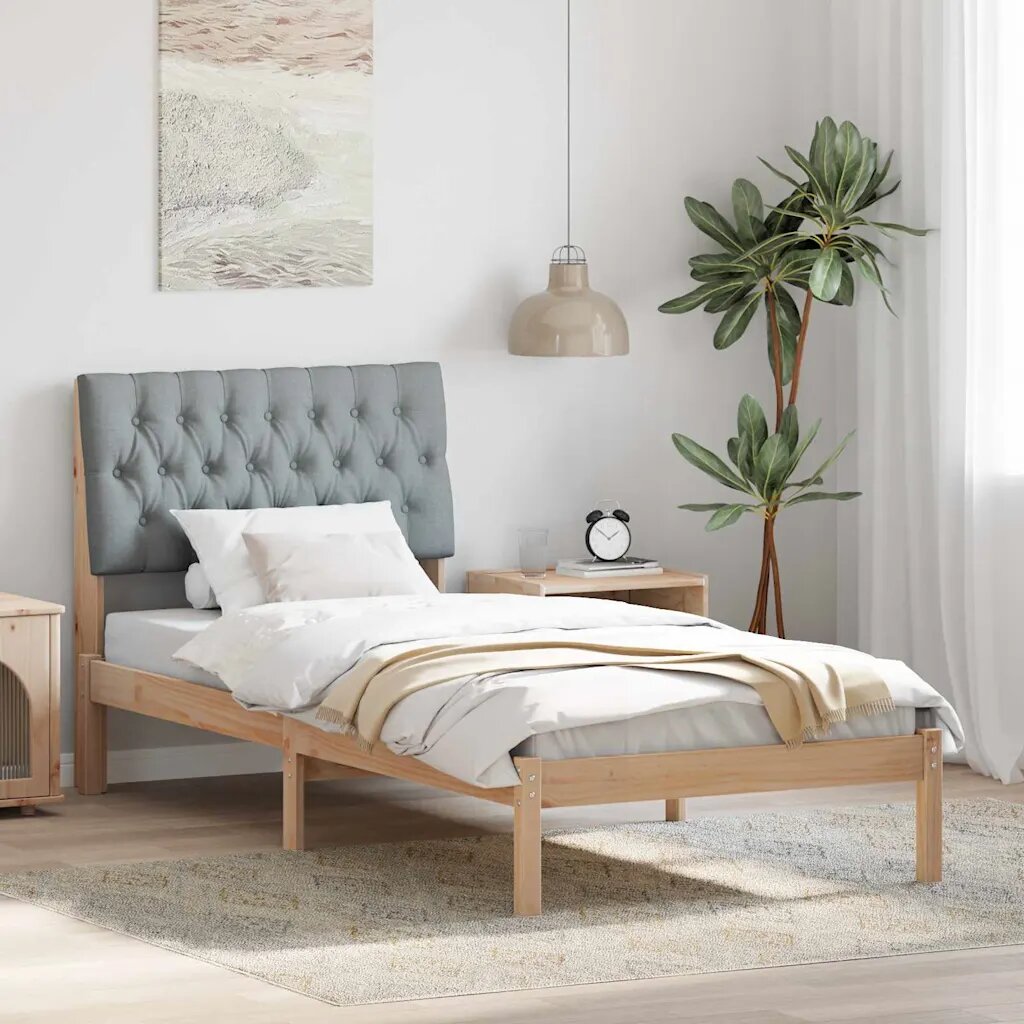 vidaXL Леглова рамка с тапицирана гръбна част Кафяво 90 x 190 cm