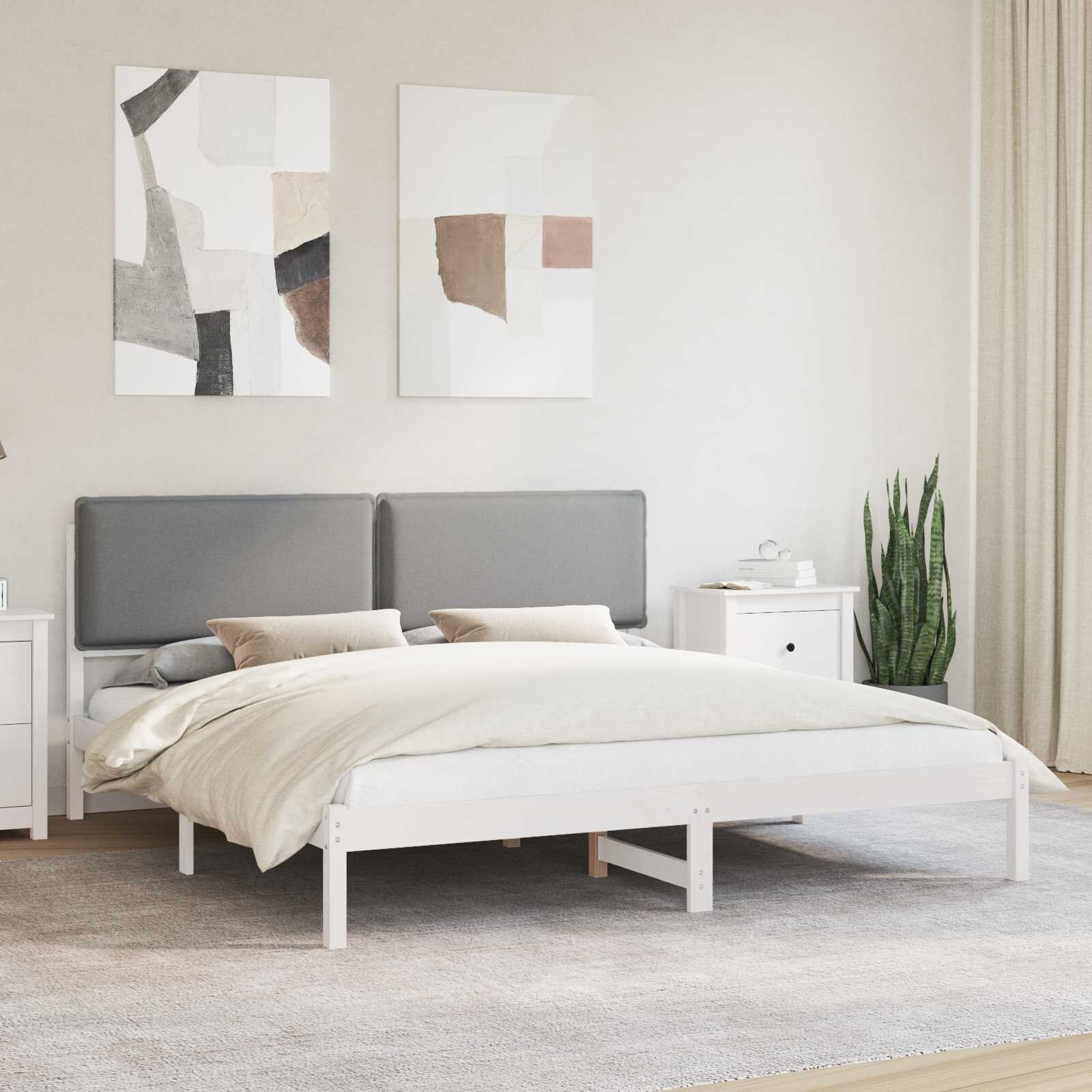 vidaXL Леглова рамка с тапицирана гръбна част Светлосиво 180 x 200 cm