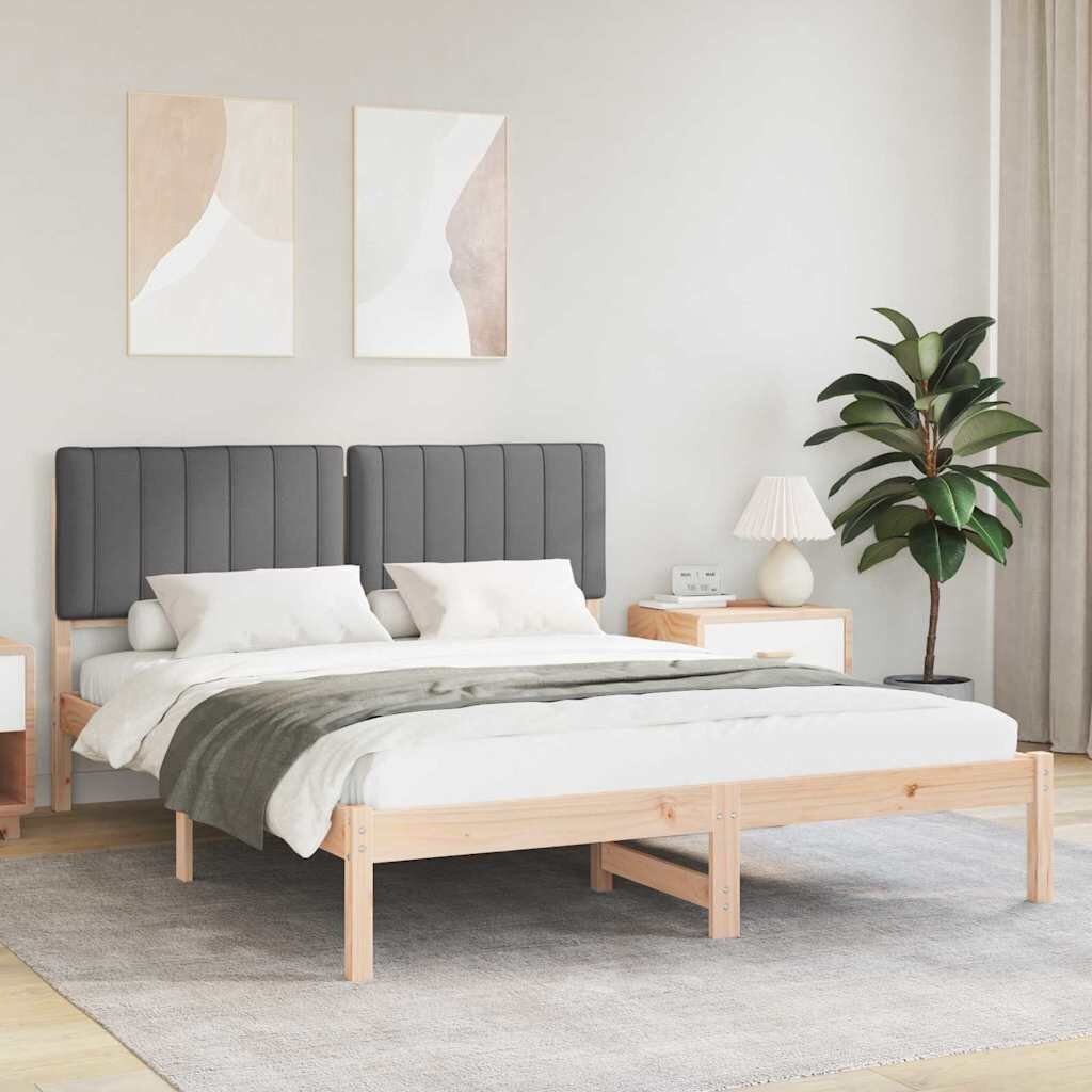 vidaXL Леглова рамка с тапицирана гръбна част Тъмен сив 150 x 200 cm