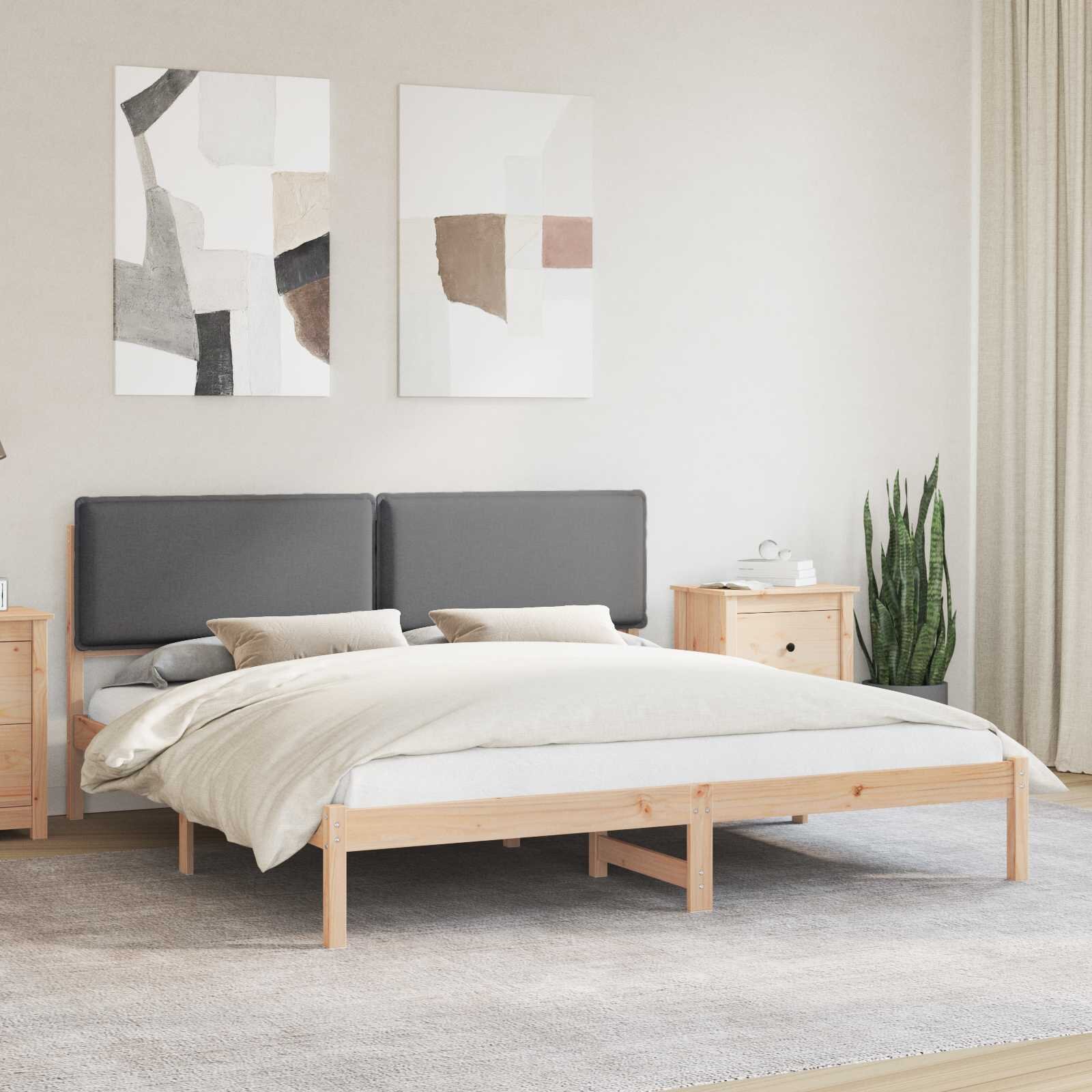 vidaXL Леглова рамка с тапицирана гръбна част Тъмен сив 180 x 200 cm
