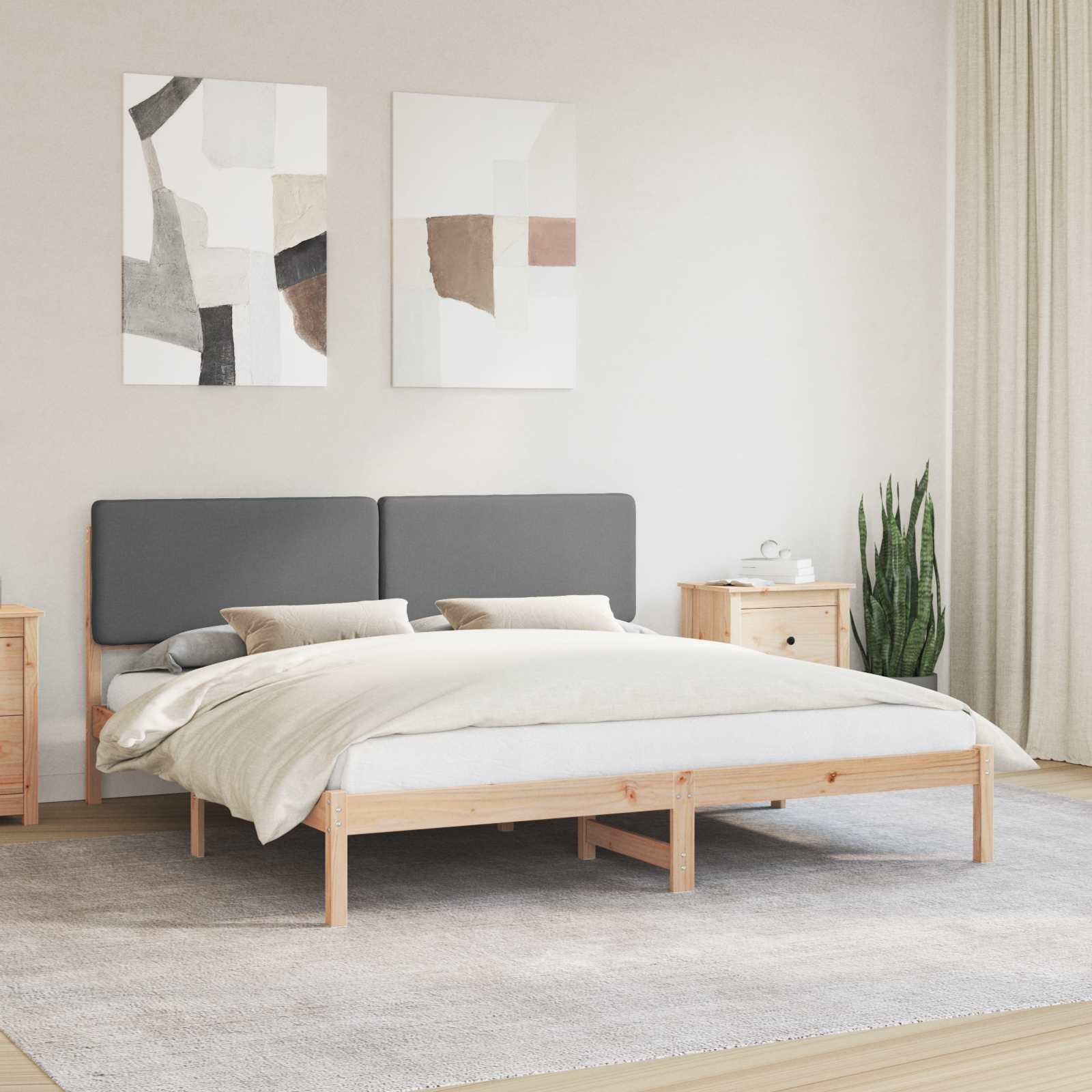 vidaXL Леглова рамка с тапицирана гръбна част Тъмен сив 180 x 200 cm