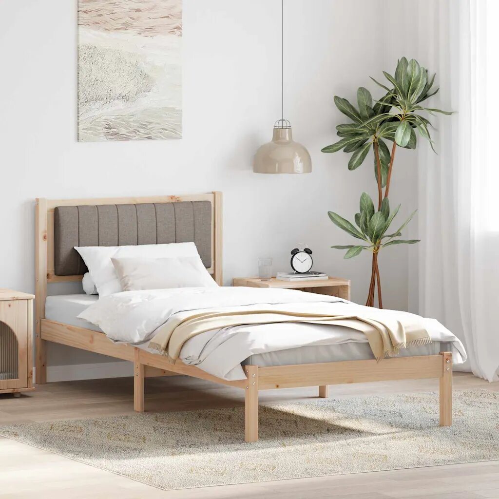 vidaXL Леглова рамка с тапицирана гръбна част Таупе 90 x 190 cm