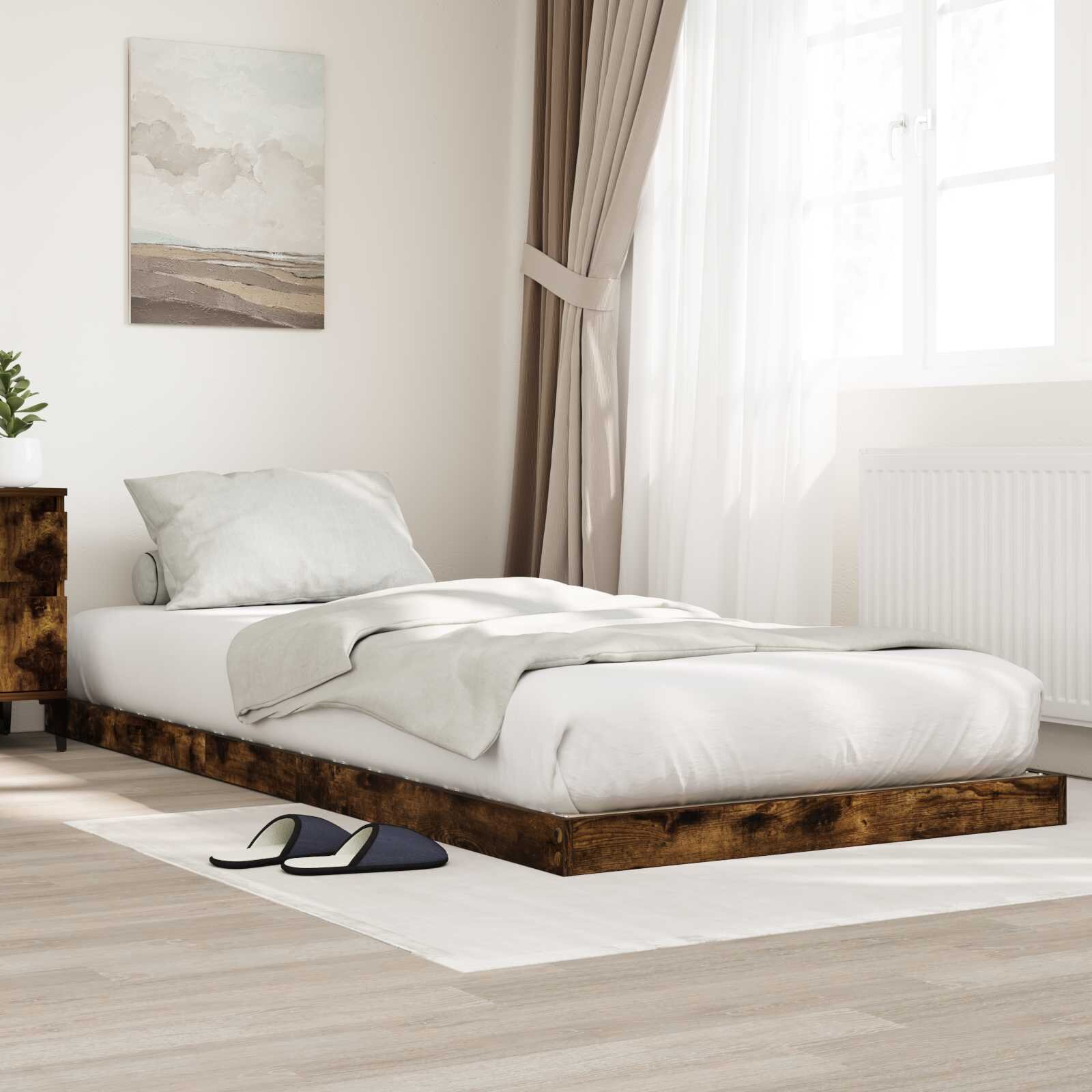 vidaXL Леглово дъно Димян дъб 75 x 190 cm Инженерна дървесина