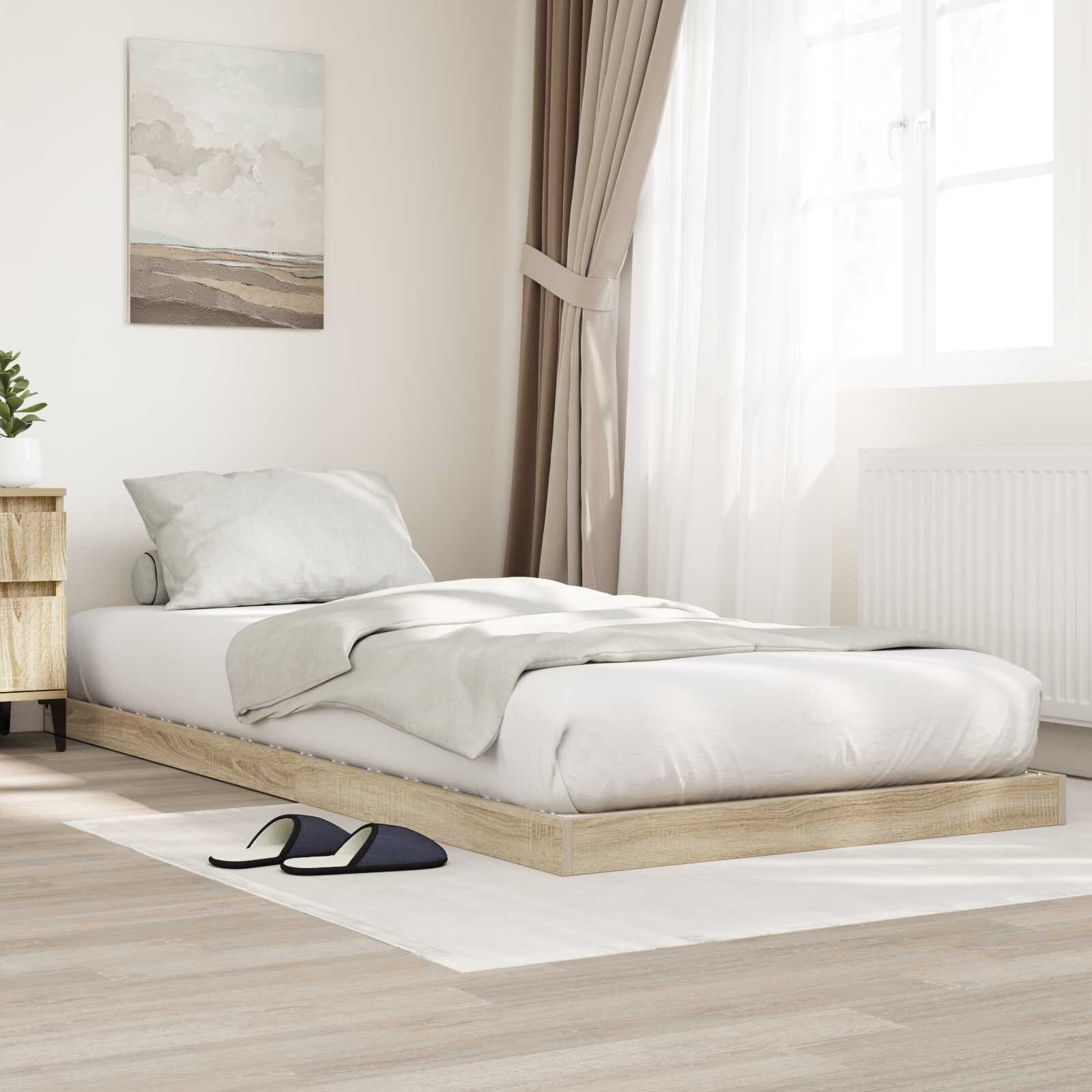 vidaXL Леглово дъно Сонома дъб 90 x 200 cm Инженерна дървесина
