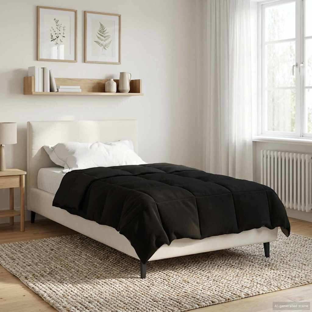 vidaXL Летен юрган 140 x 200 cm Лято Микрофибър (100% полиестер) Черно