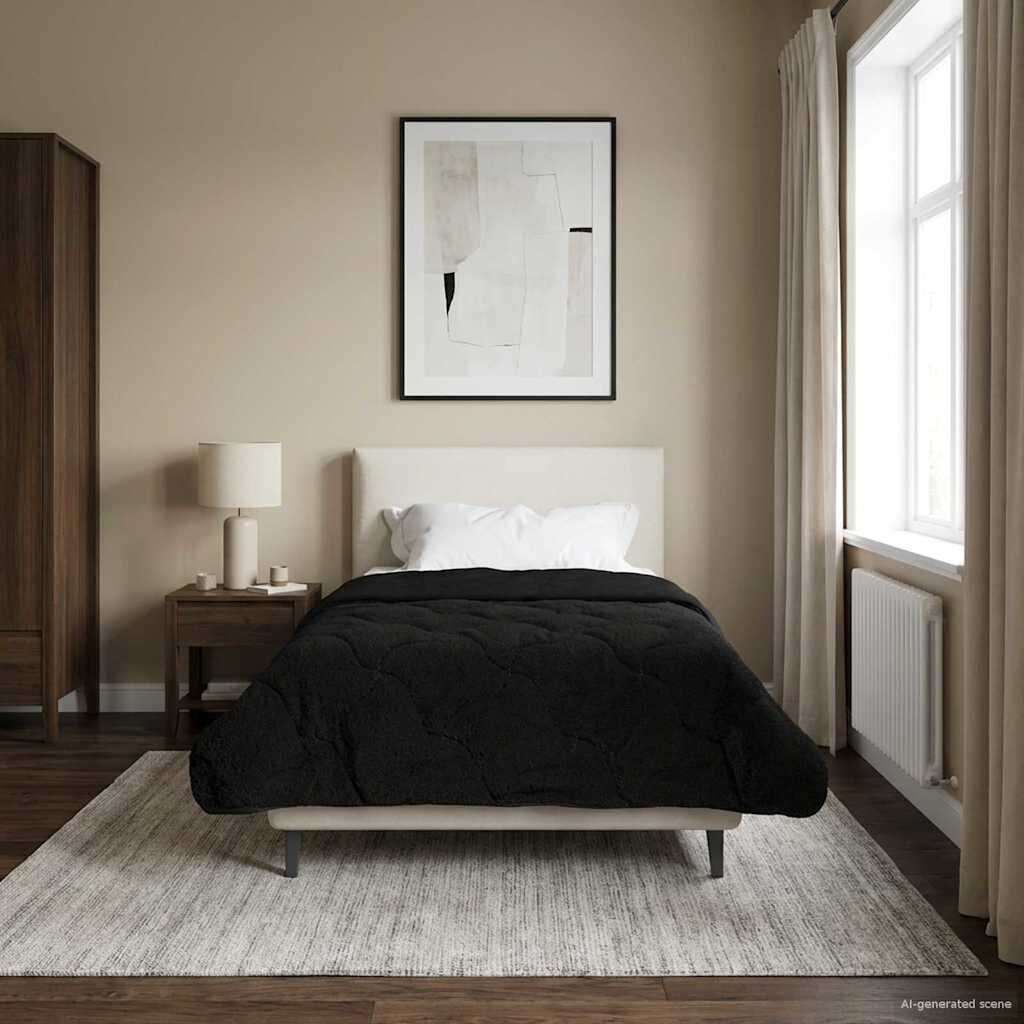 vidaXL Летен юрган 140 x 220 cm Лято Черно Дишащo