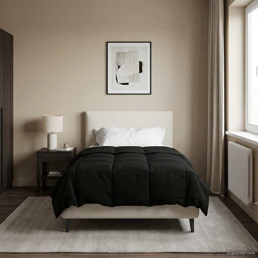 vidaXL Летен юрган 140 x 220 cm Лято Микрофибър (100% полиестер) Черно