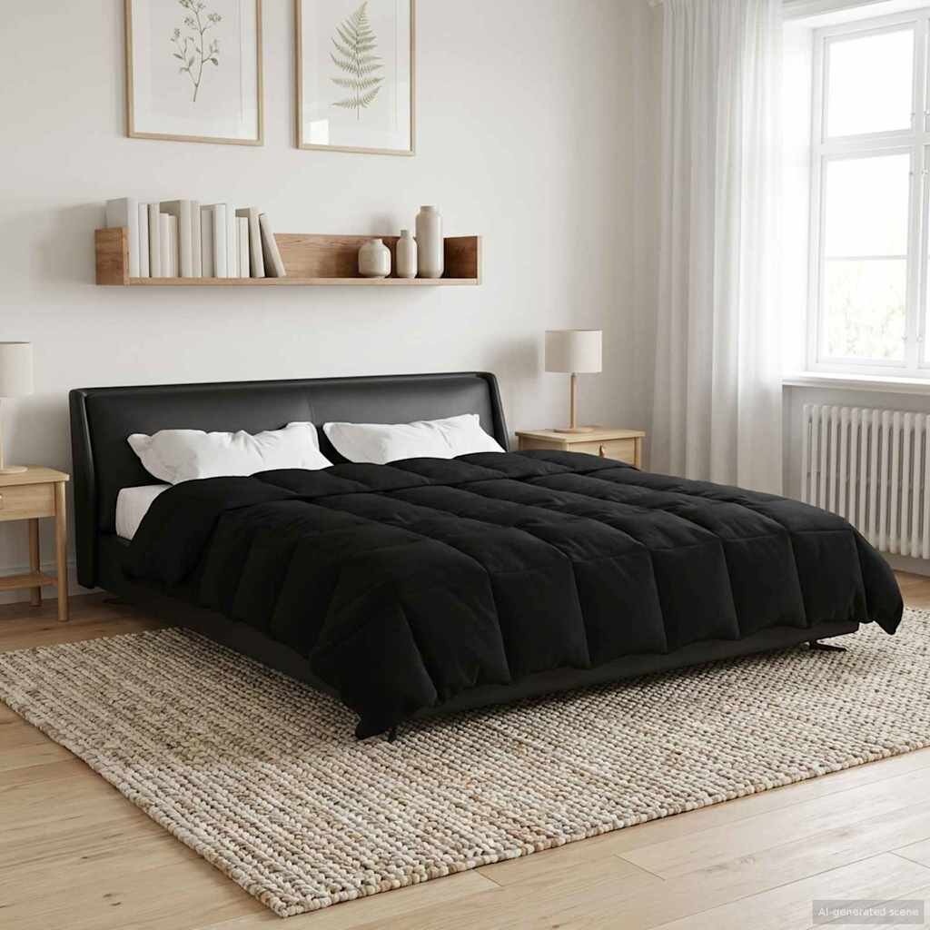 vidaXL Летен юрган 200 x 220 cm Лято Микрофибър (100% полиестер) Черно