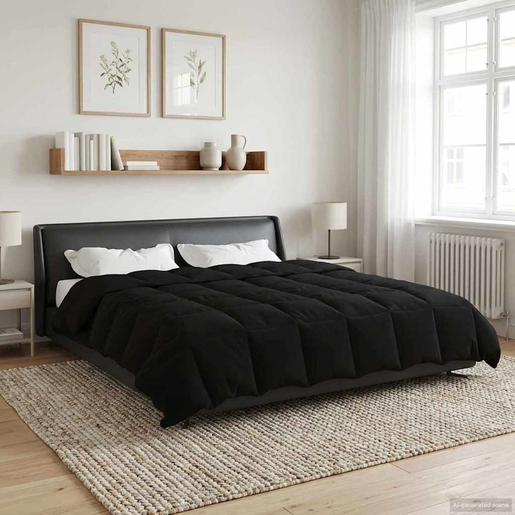 vidaXL Летен юрган 200 x 240 cm Лято Микрофибър (100% полиестер) Черно
