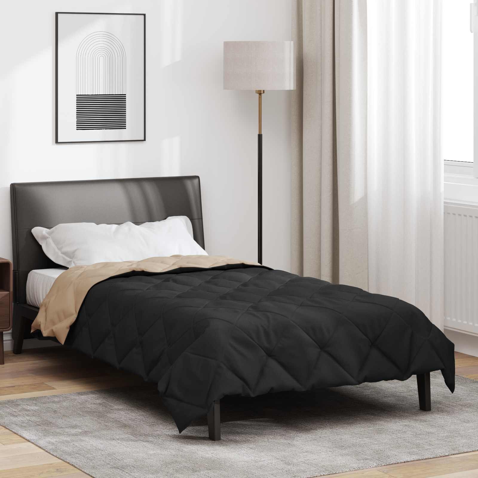 vidaXL Летен юрган 220 x 135 см Лято 200 гсм Черно и таупе