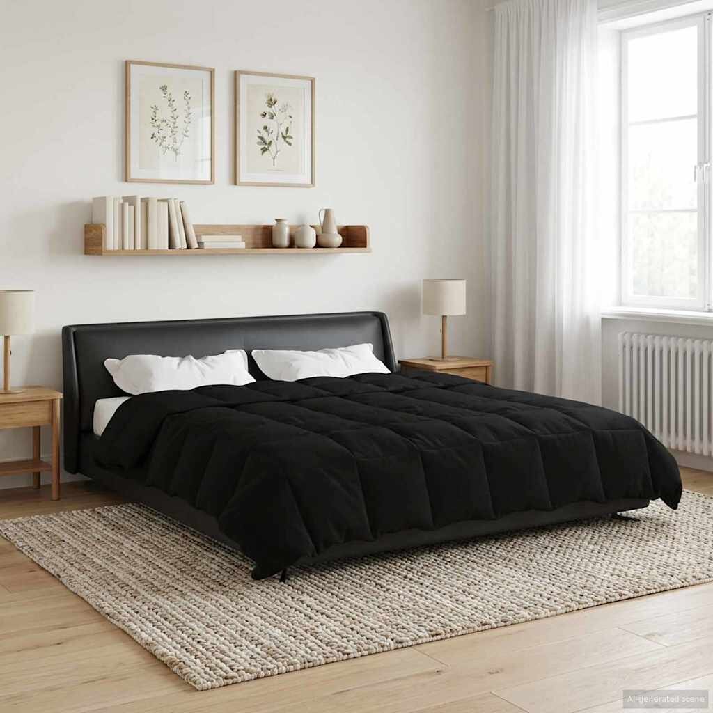vidaXL Летен юрган 220 x 240 cm Лято Микрофибър (100% полиестер) Черно
