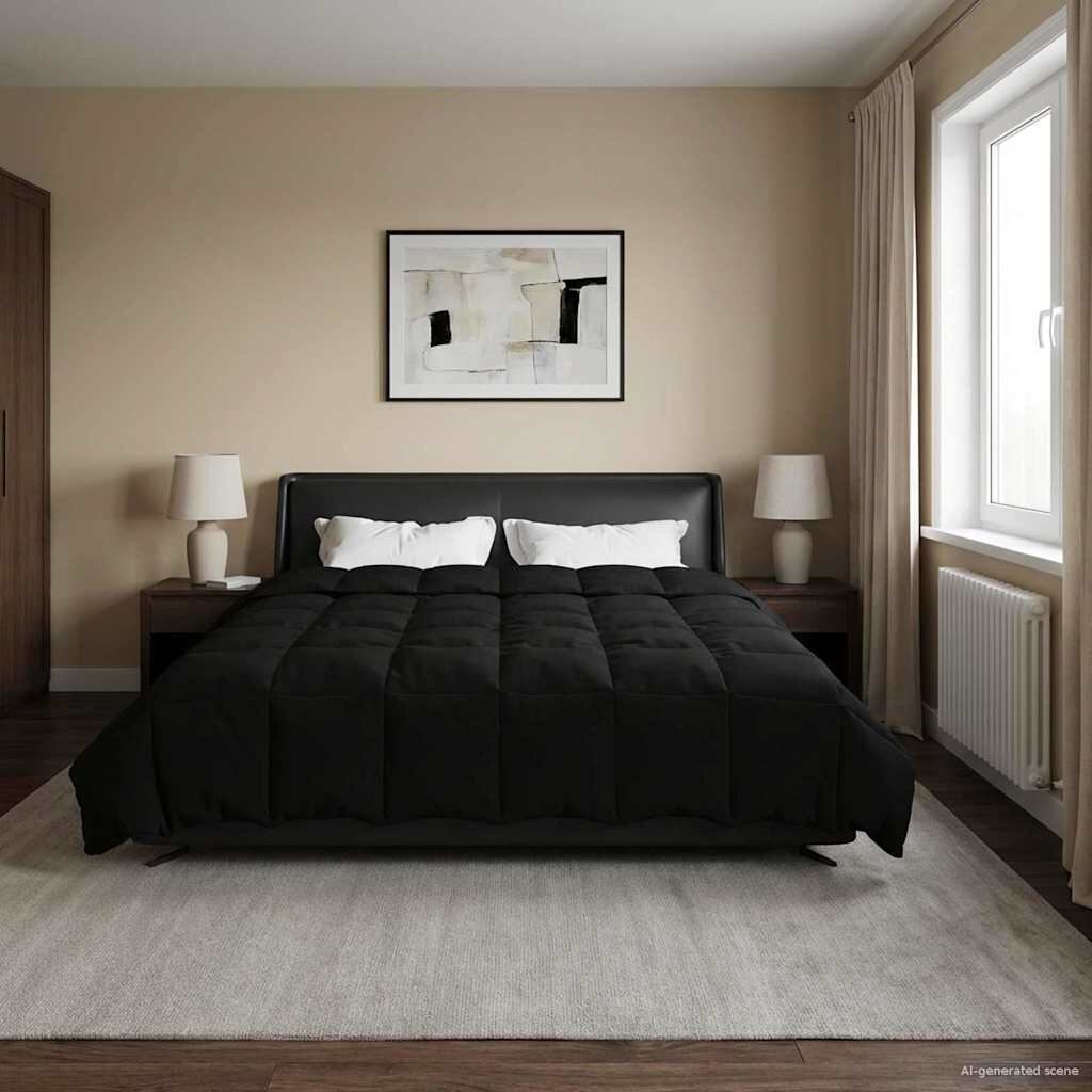 vidaXL Летен юрган 220 x 260 cm Лято Микрофибър (100% полиестер) Черно