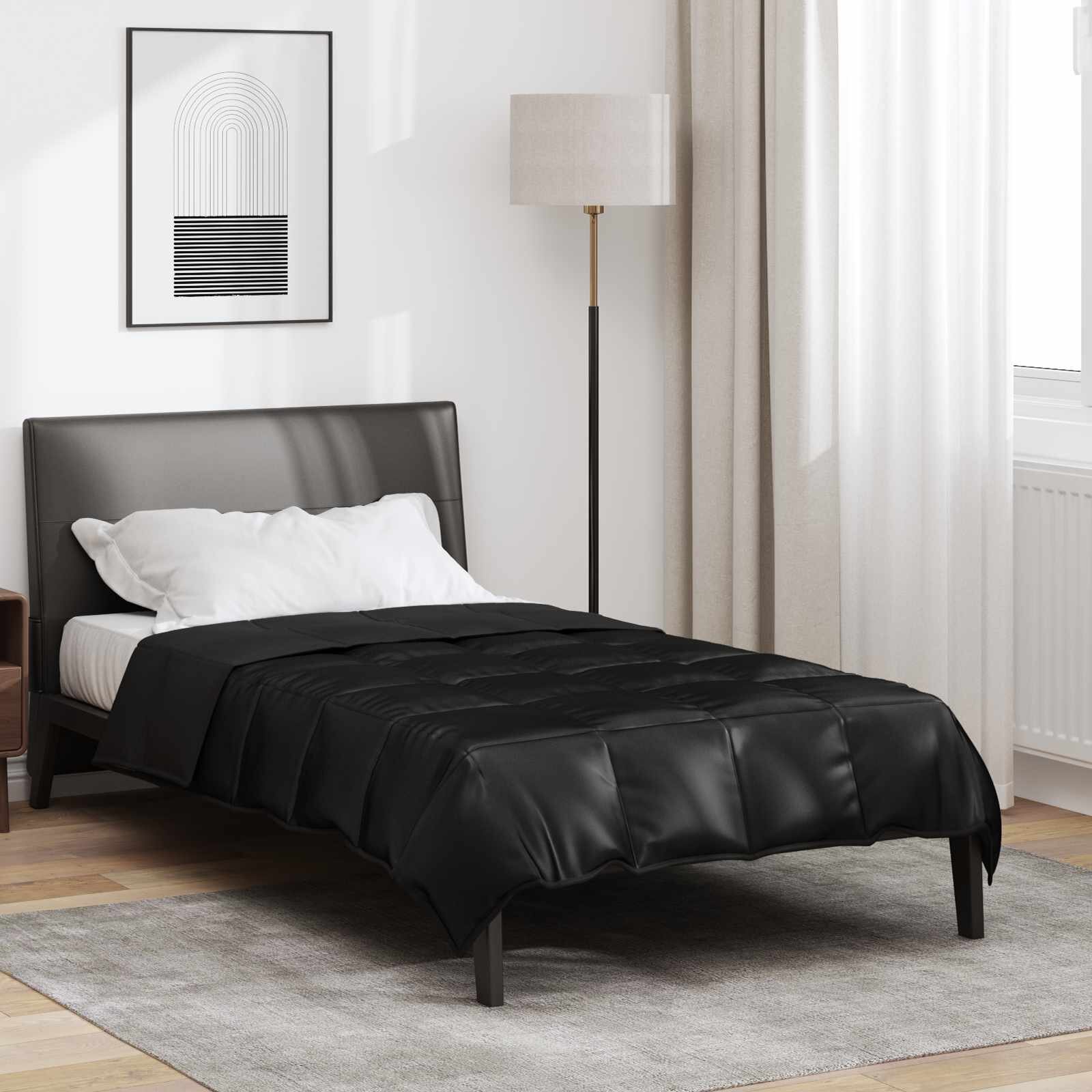 vidaXL Летен юрган Черно 155 x 220 cm Сатен и микрофибър