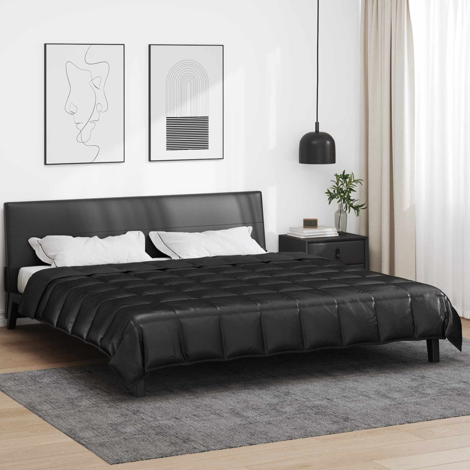 vidaXL Летен юрган Черно 220 x 240 cm Сатен и микрофибър