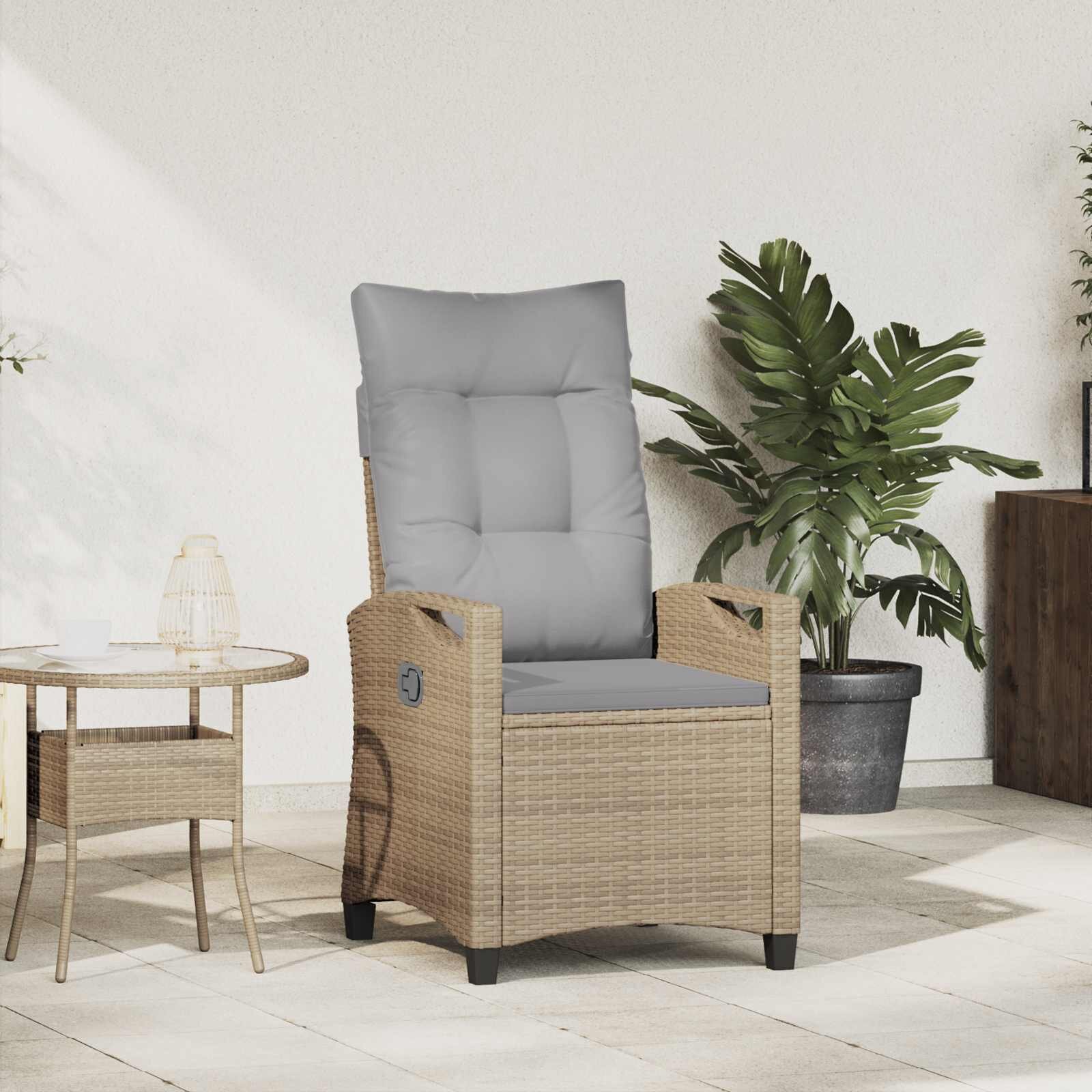 vidaXL Лежанка за градина Бежов и Светло Сив 56 x 60 x 112 см