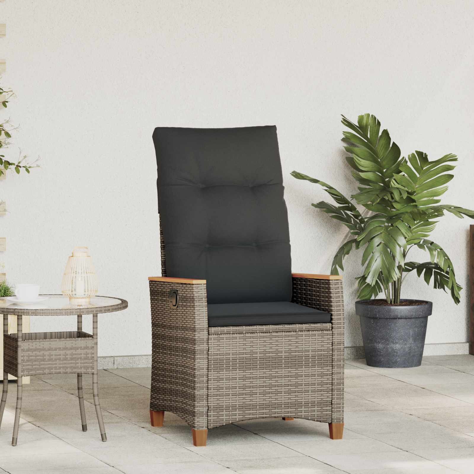 vidaXL Лежанка за градина Сив и тъмен сив 64 x 575 x 112 см полиратан