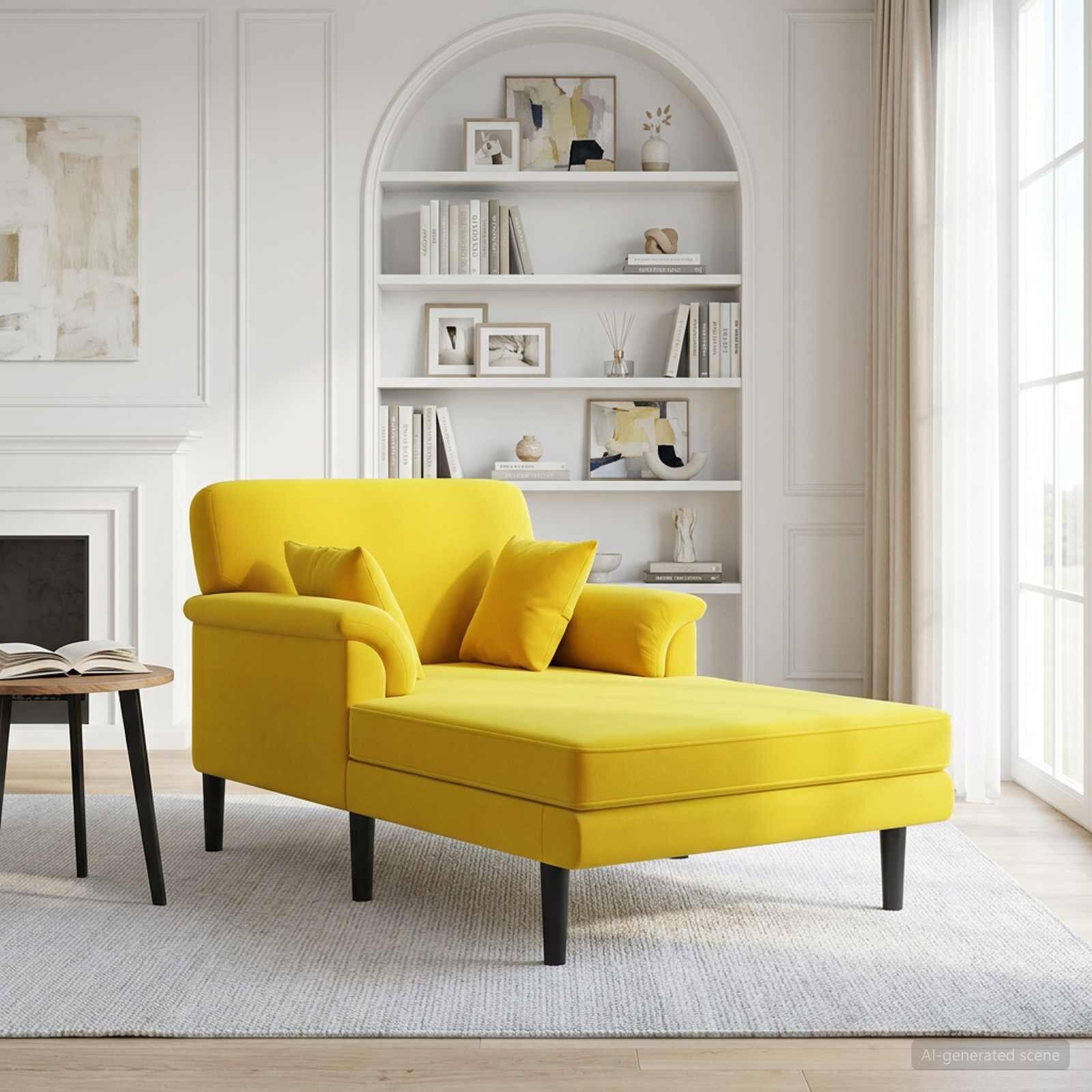 vidaXL Лежанка Жълто Кадифе