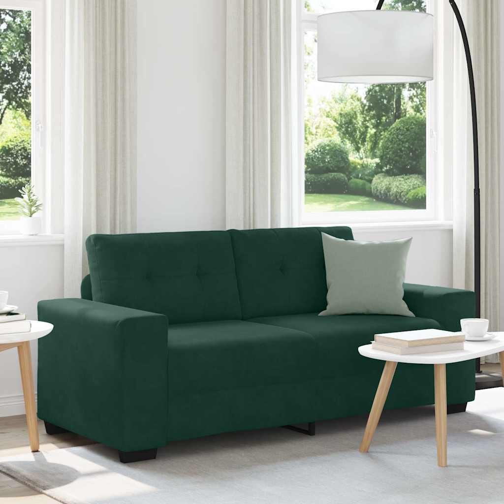 vidaXL Loveseat Sofa Dark Green 140 cm Velvet - Untranslated