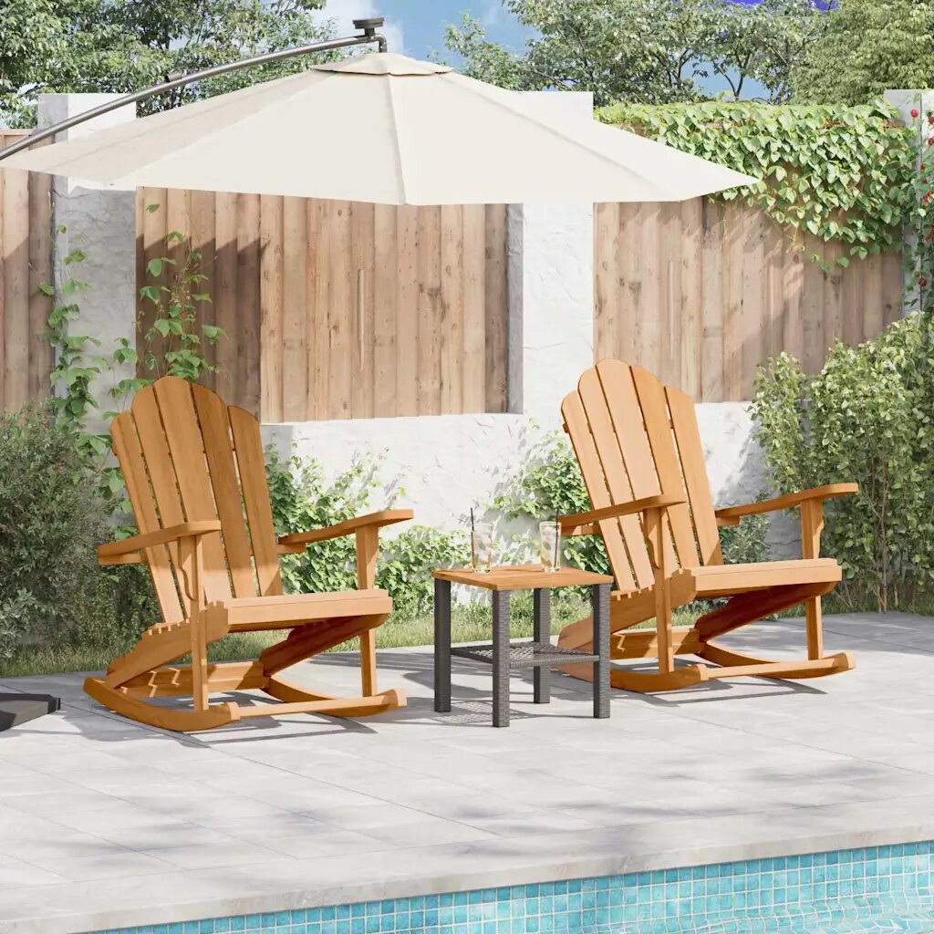 vidaXL Люлеещ се стол Adirondack 2 бр. Кафяво Масивна тикова дървесина