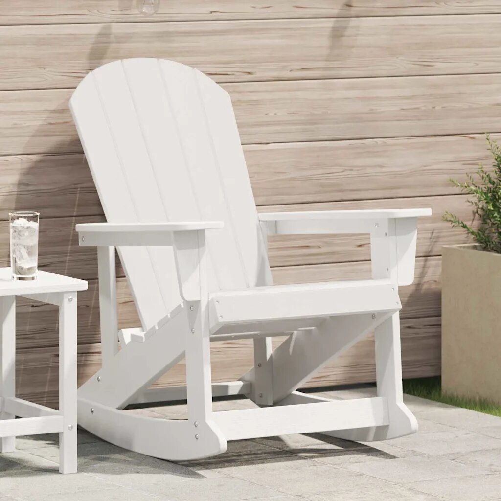 vidaXL Люлеещ се стол Adirondack Бяло HDPE