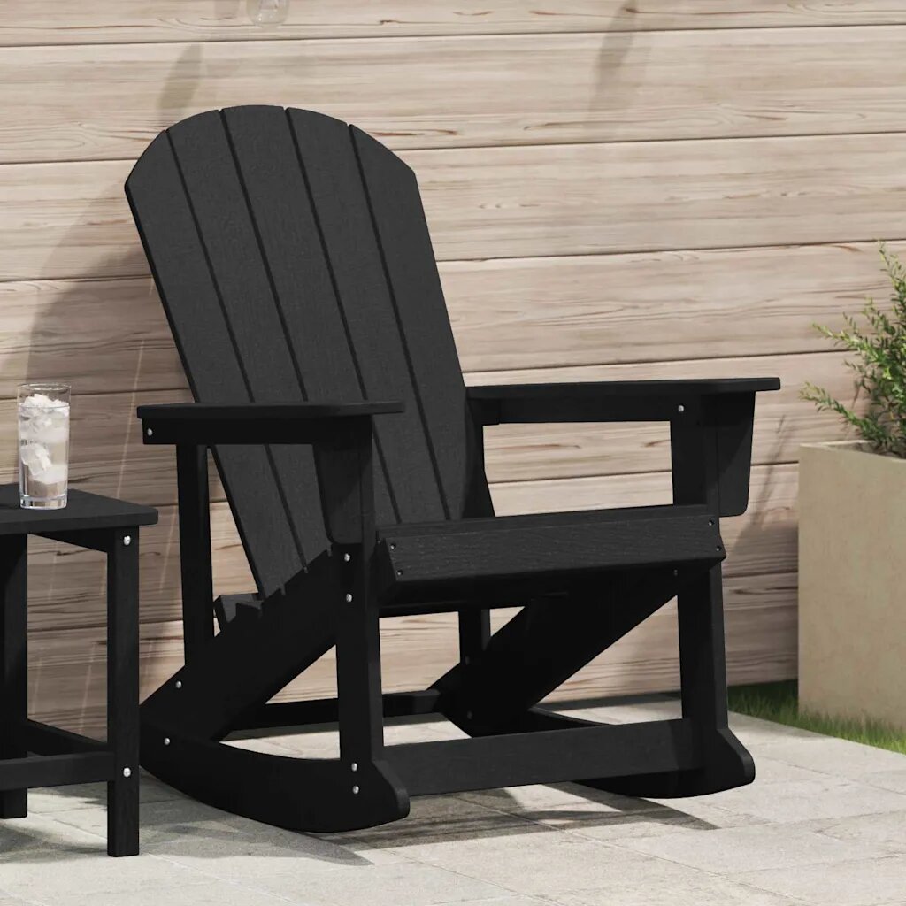 vidaXL Люлеещ се стол Adirondack Черно HDPE