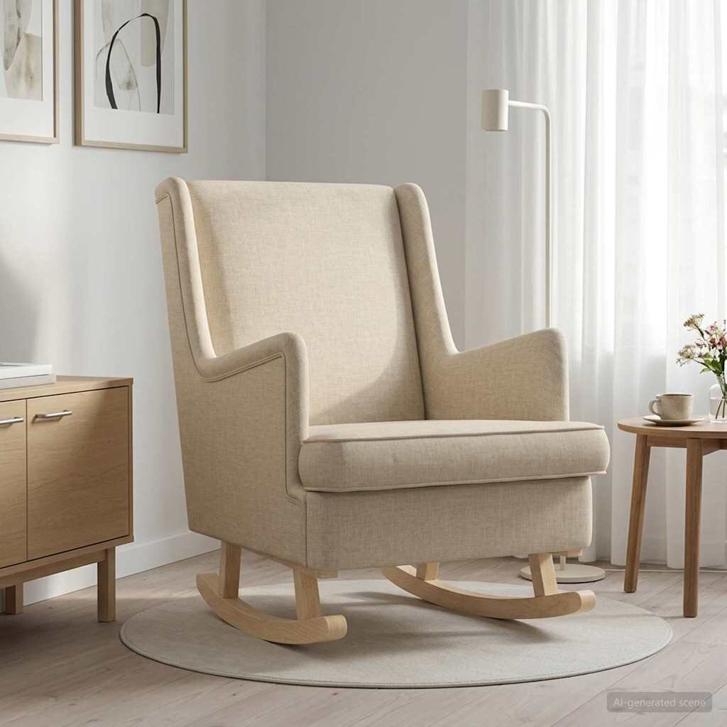 vidaXL Люлеещ се стол Крем 62 x 80 x 85 см текстил